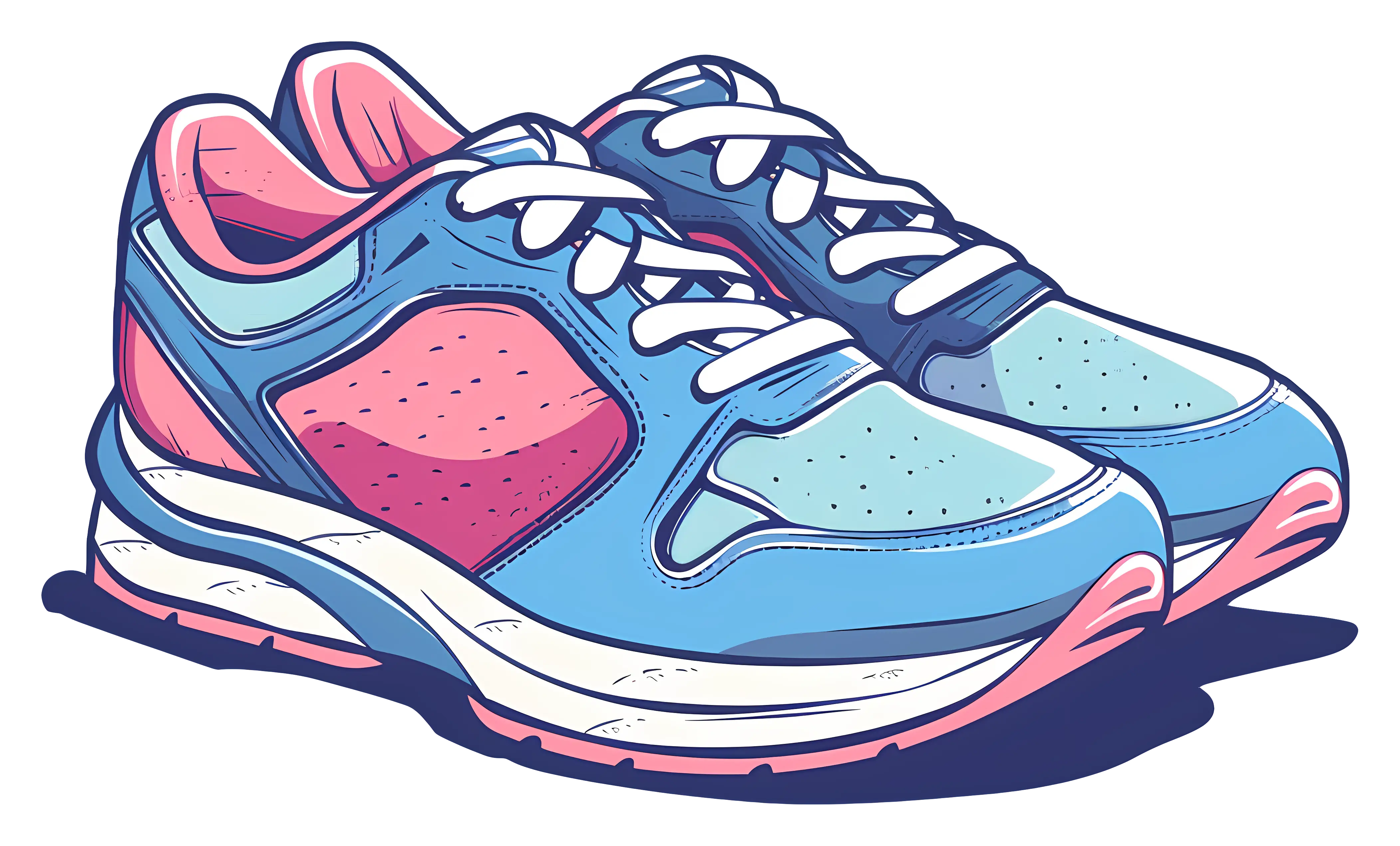 Blue and Pink Athletic Sneakers