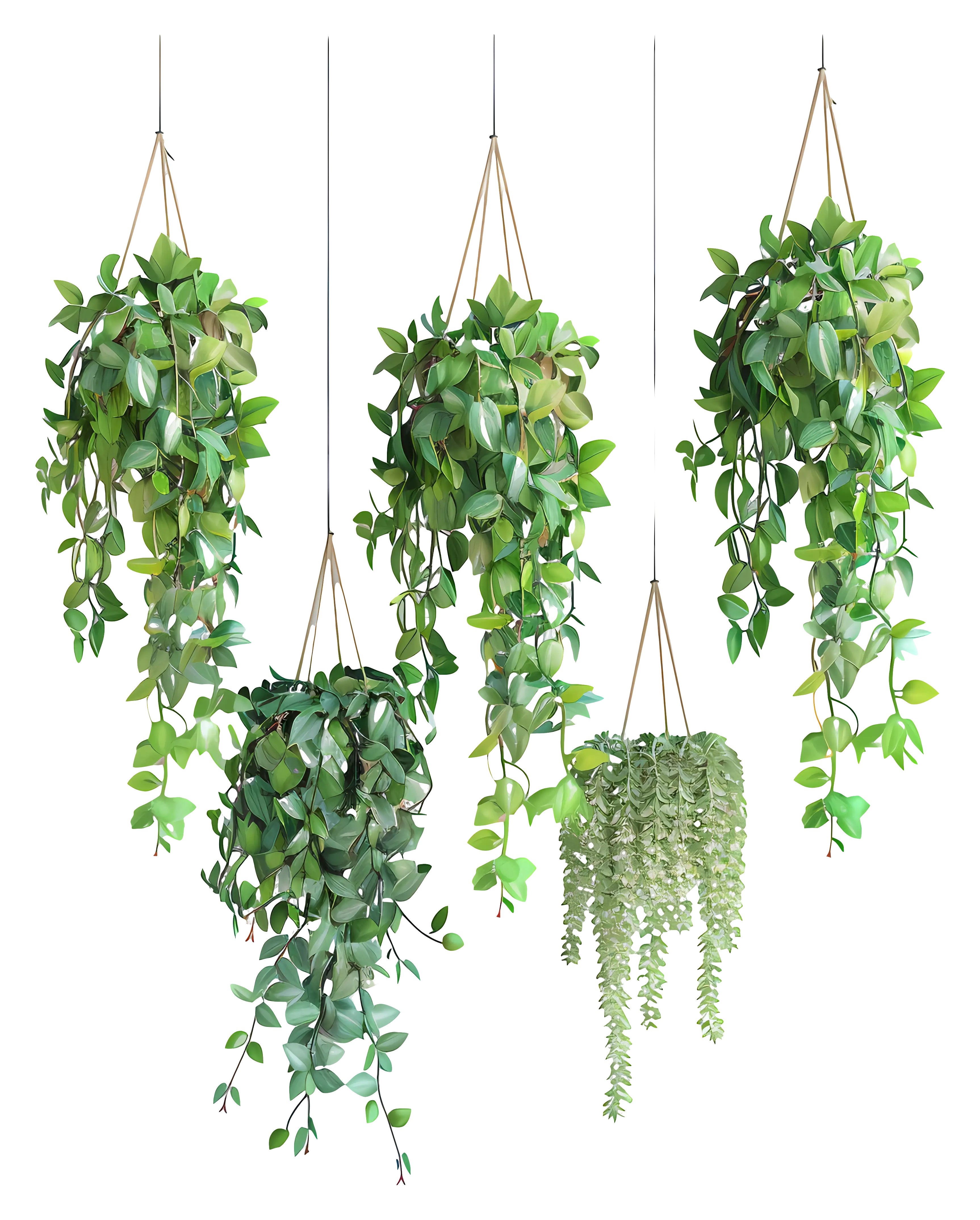 Lush Hanging Green Plants for Interior Decor