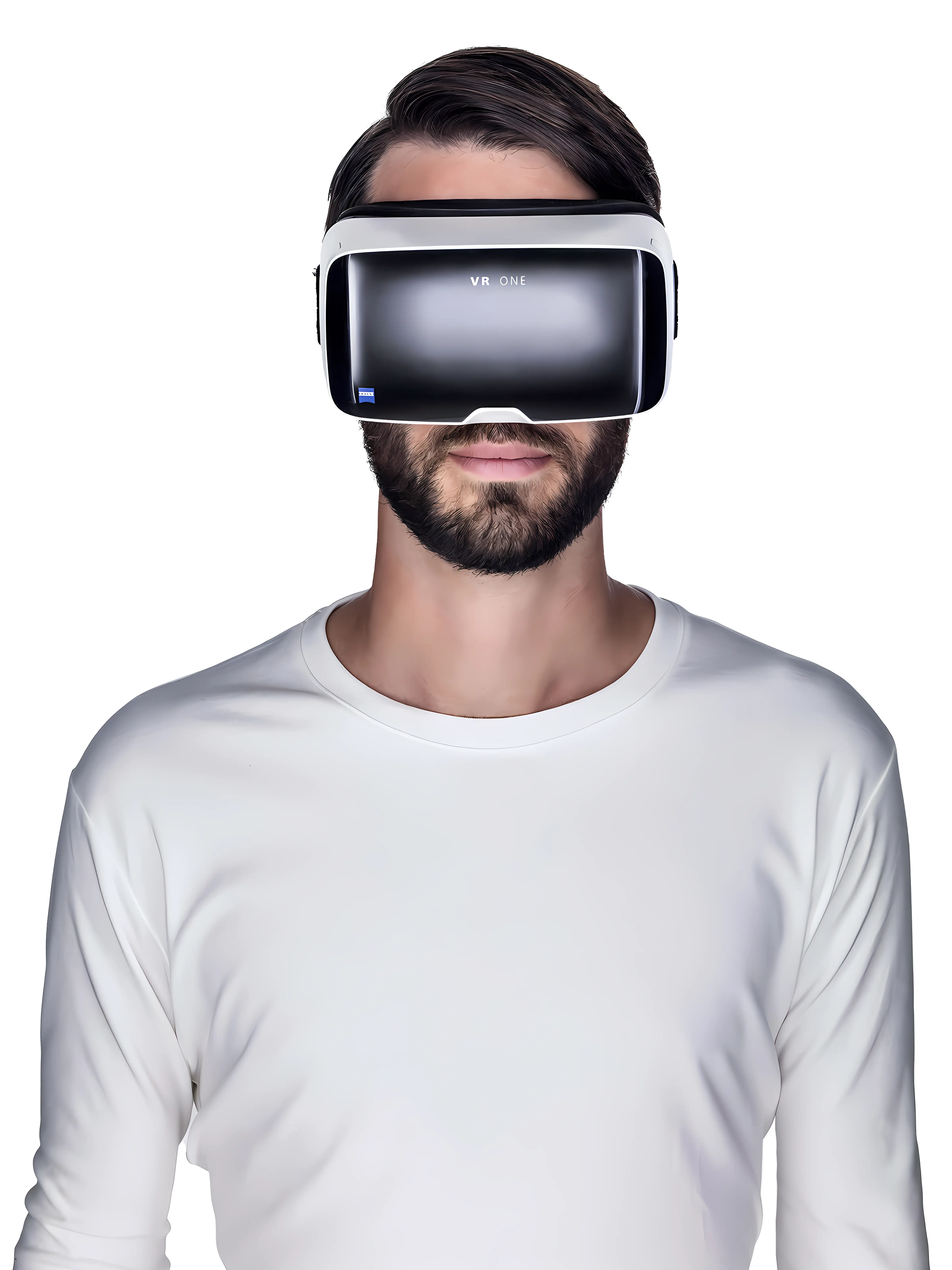 Man Immersed in Virtual Reality with Headset