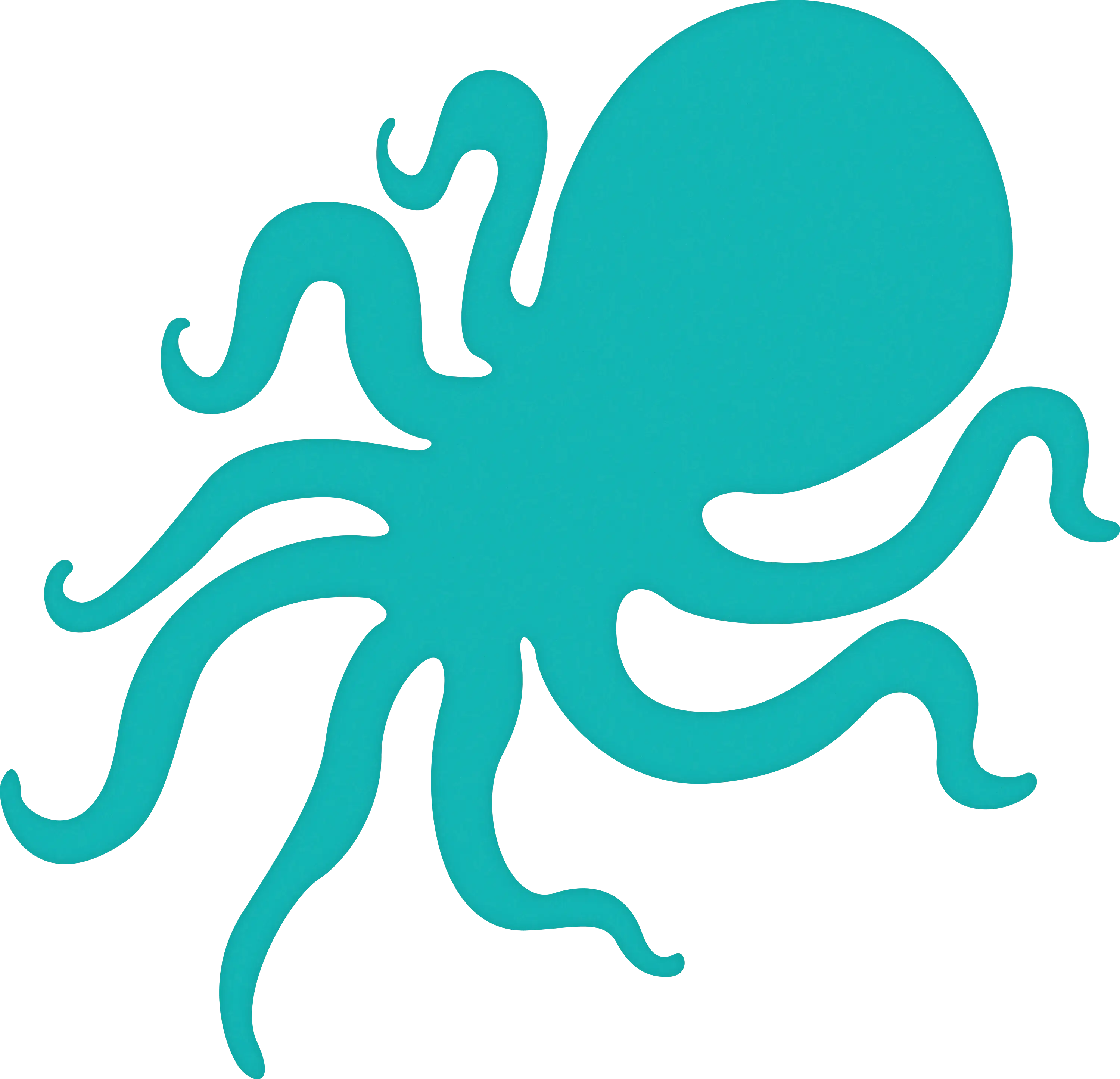 Teal Octopus Illustration Design