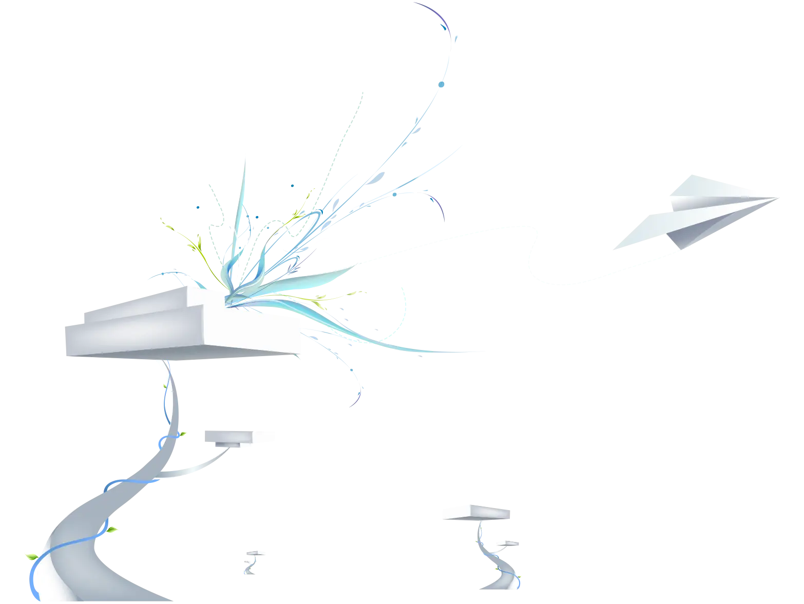 White Paper Airplane in Flight