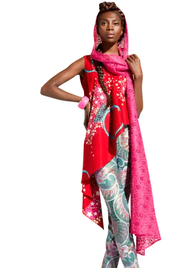 Fashion Model in Colorful Outfit