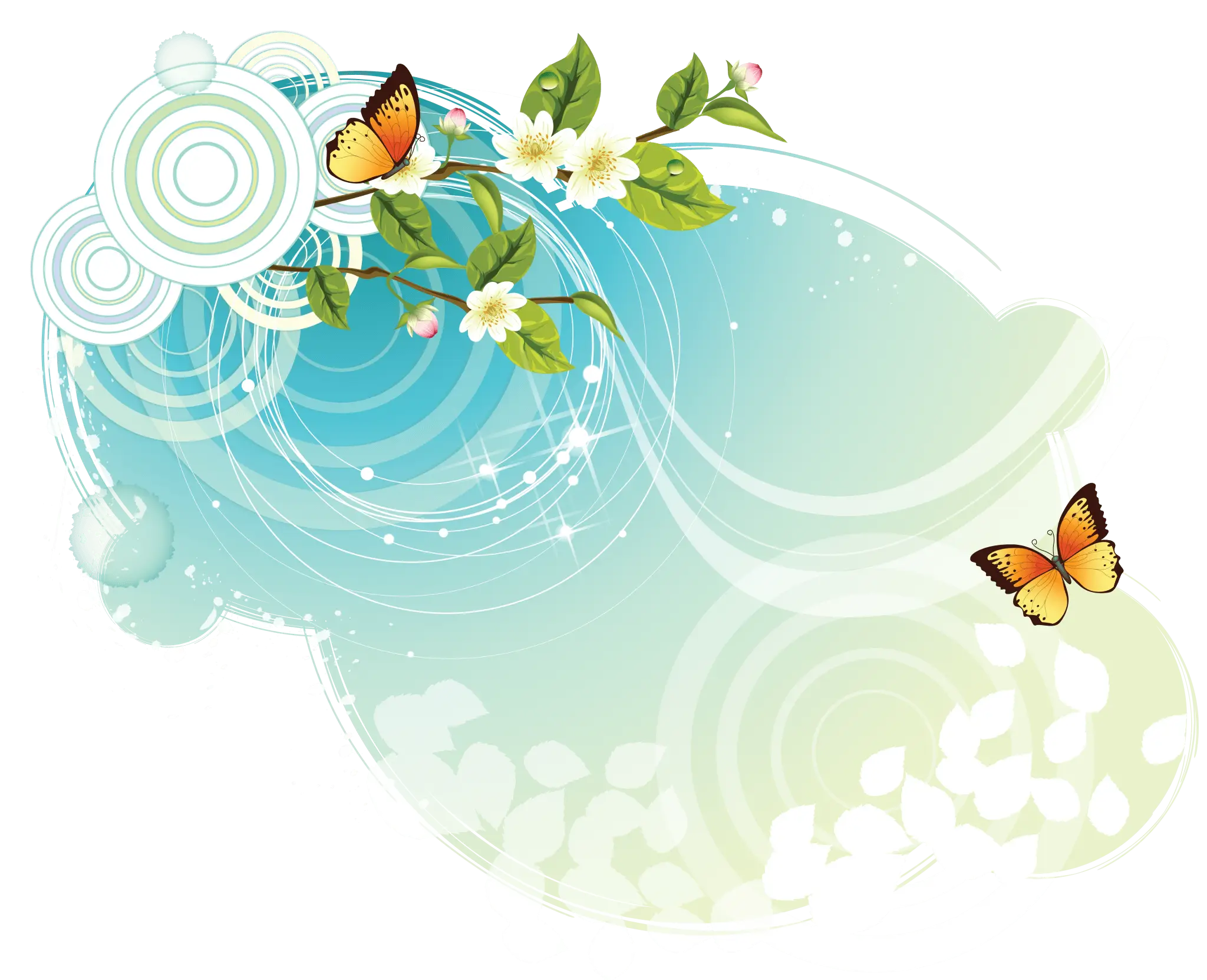 Beautiful Butterfly and Floral Swirl Design