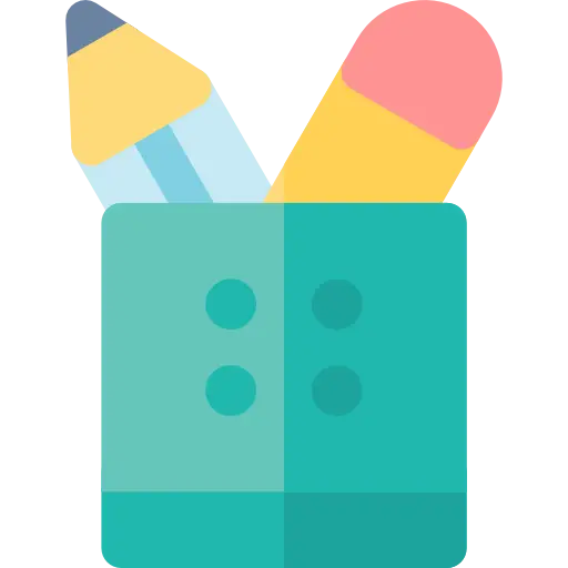 Pencil and Eraser in Stationery Holder Illustration