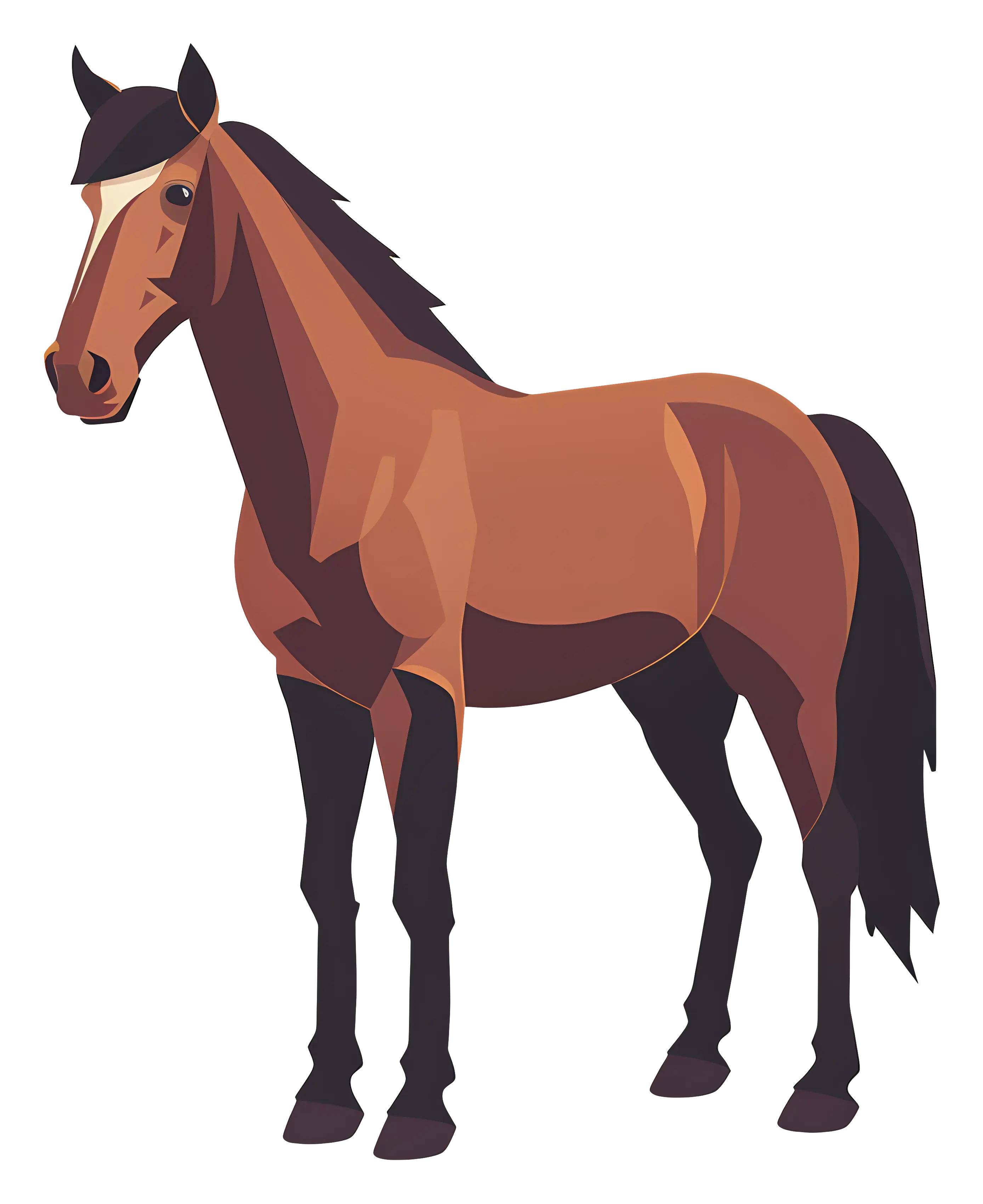 Brown Horse Illustration in Majestic Posture