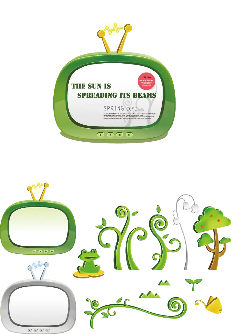 Green Retro TV with Nature Elements