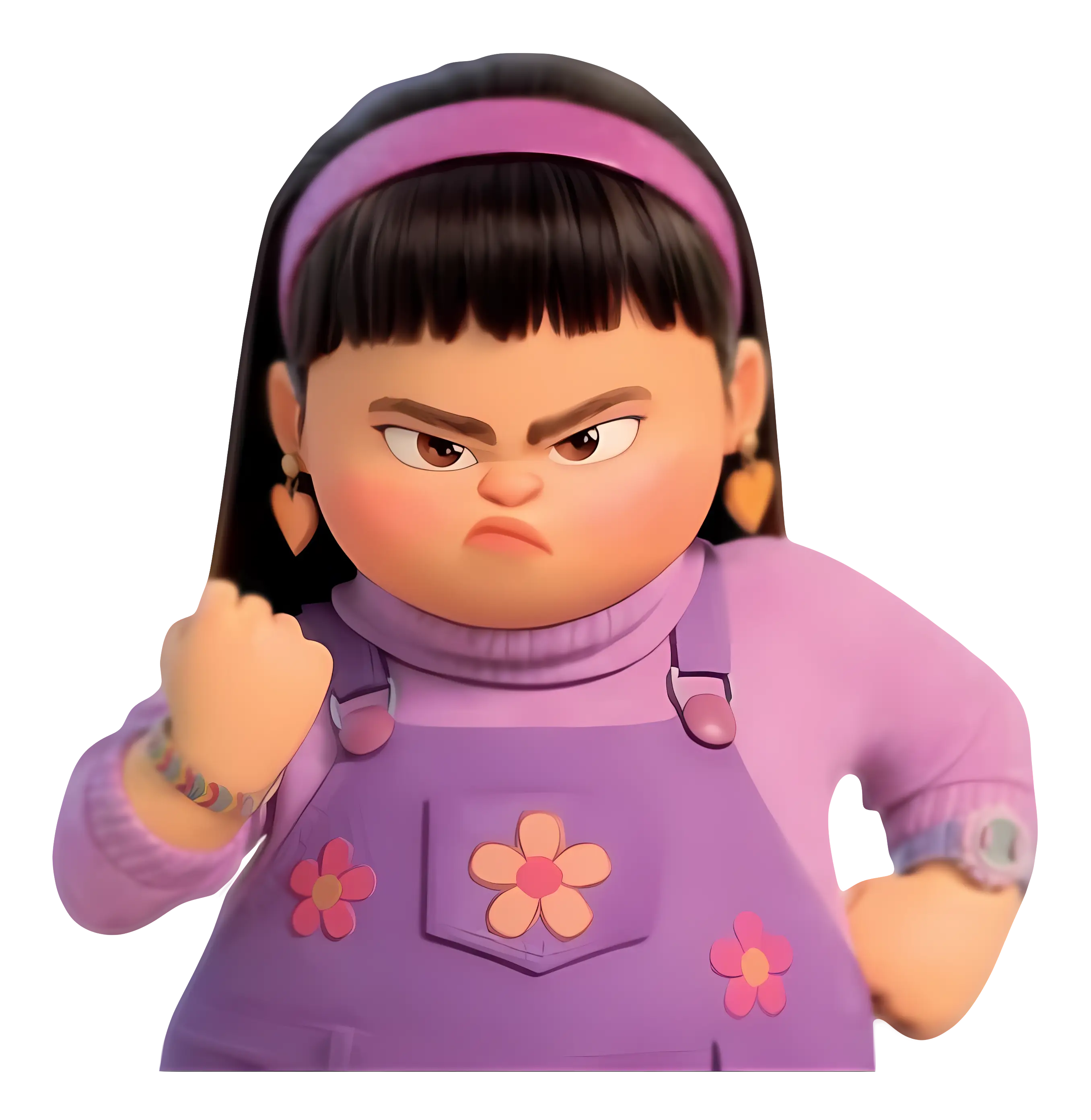 Determined Girl in Purple Outfit