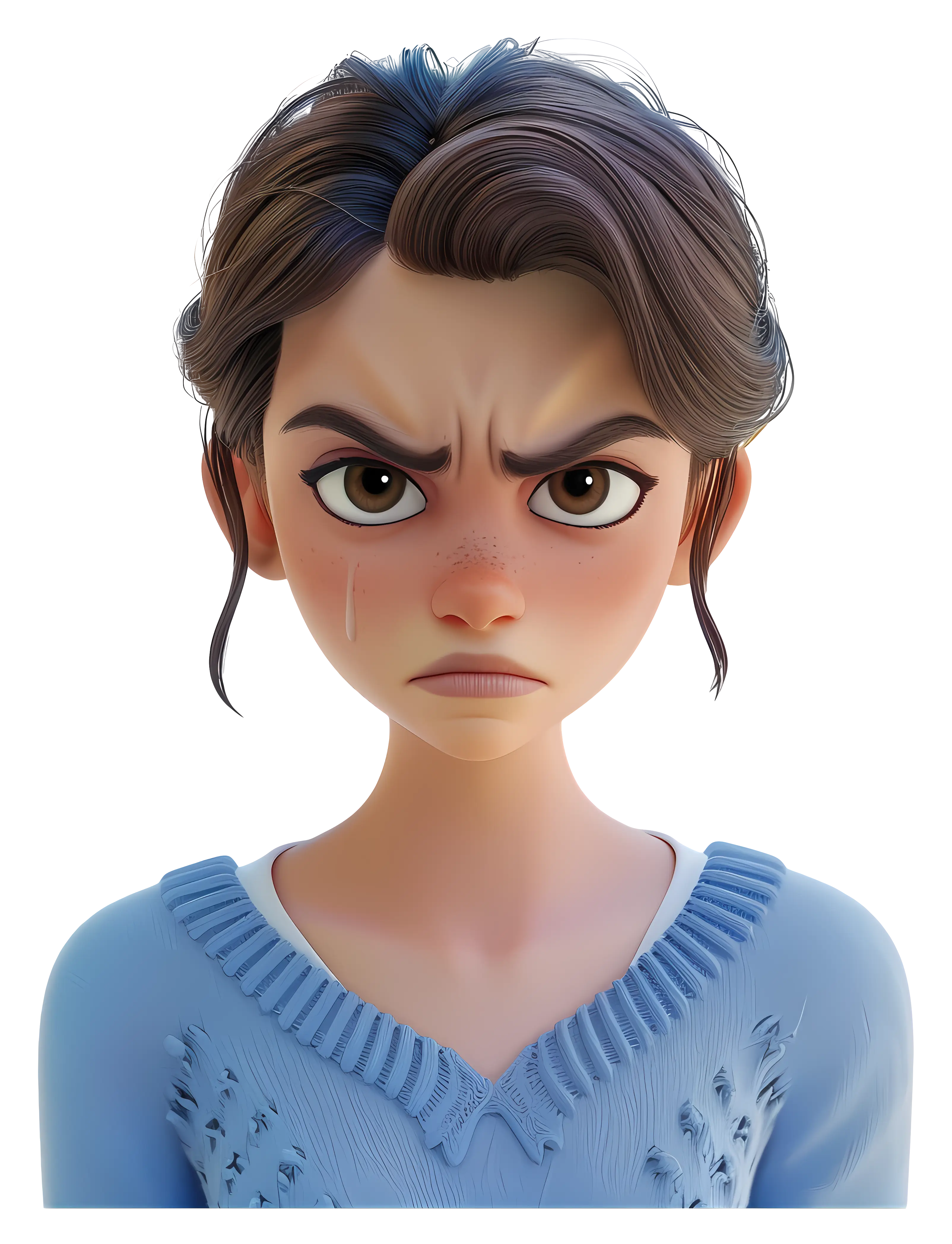 Angry Animated Girl with Frown