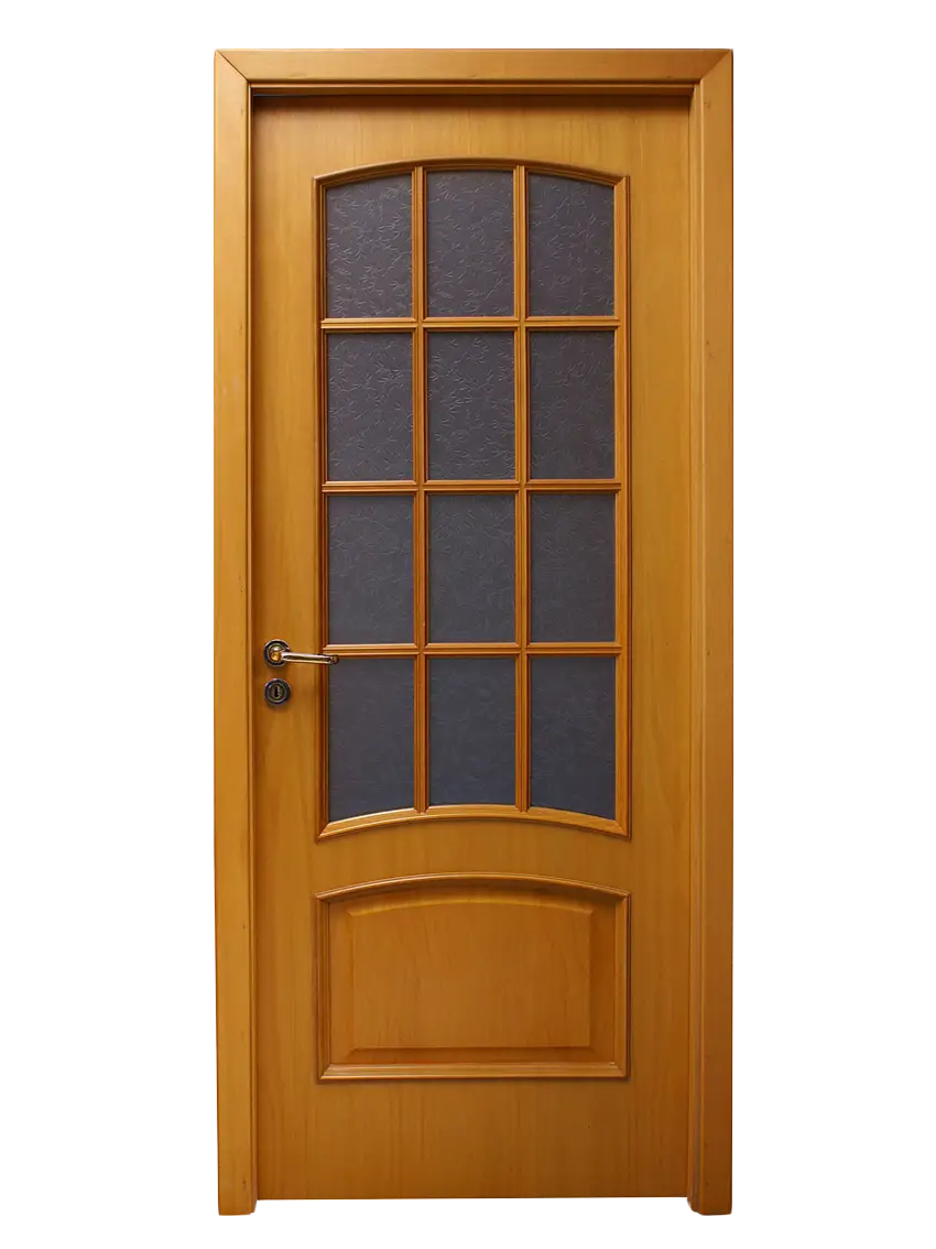 Wooden Door with Glass Panels Illustration
