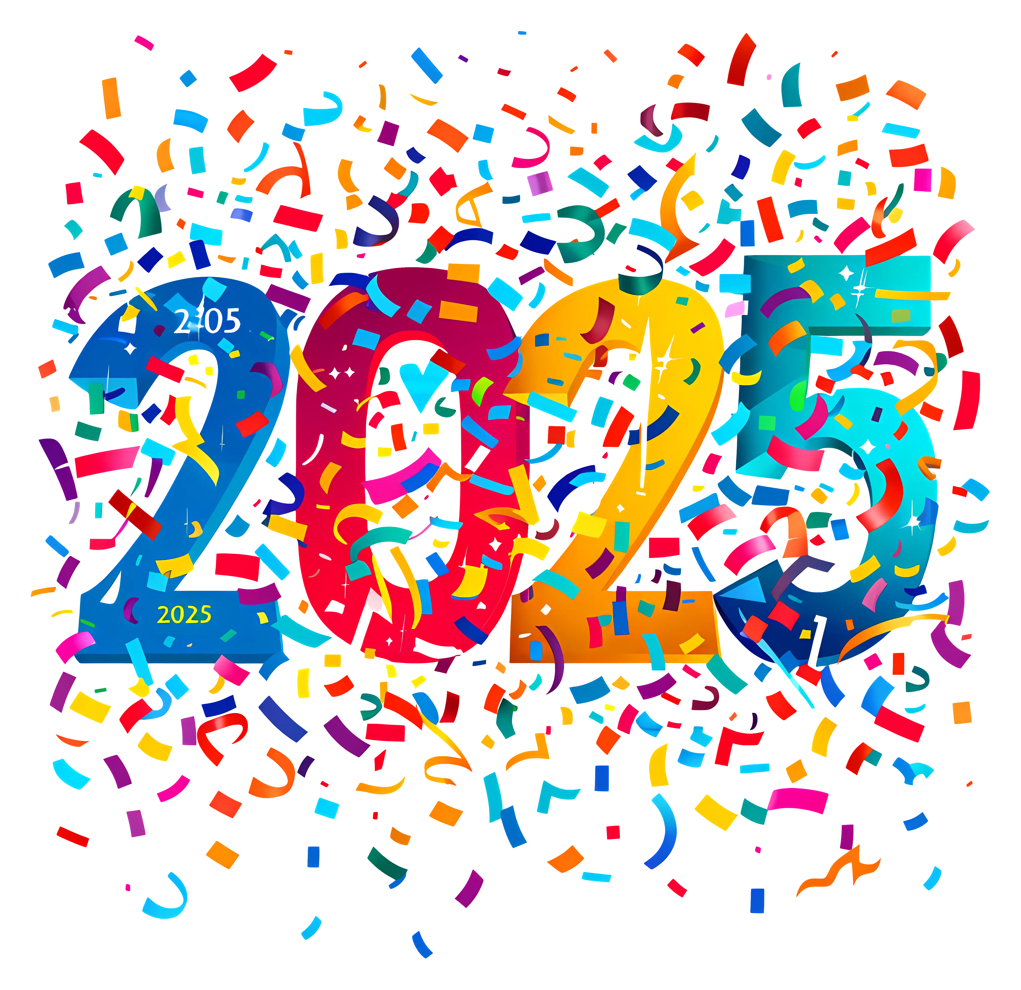 Colorful 2025 Celebration with Confetti