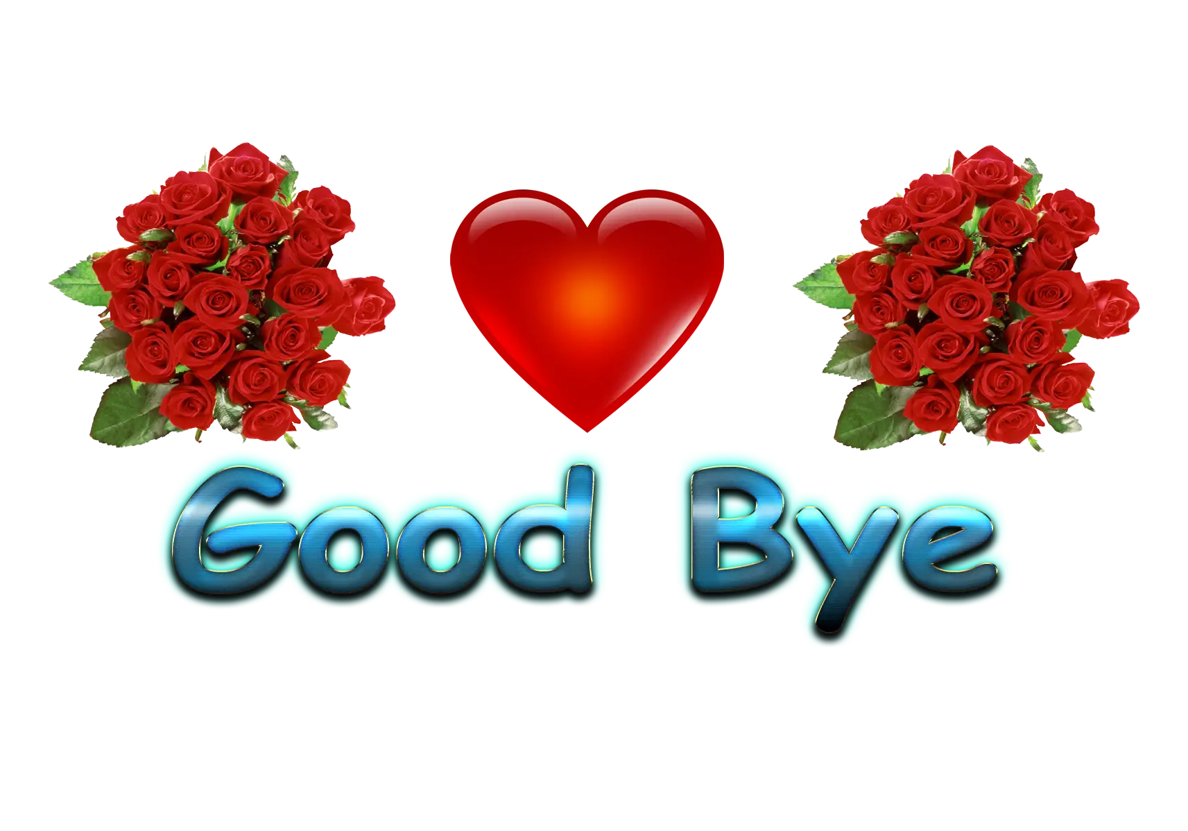 Good Bye Message with Roses and Heart
