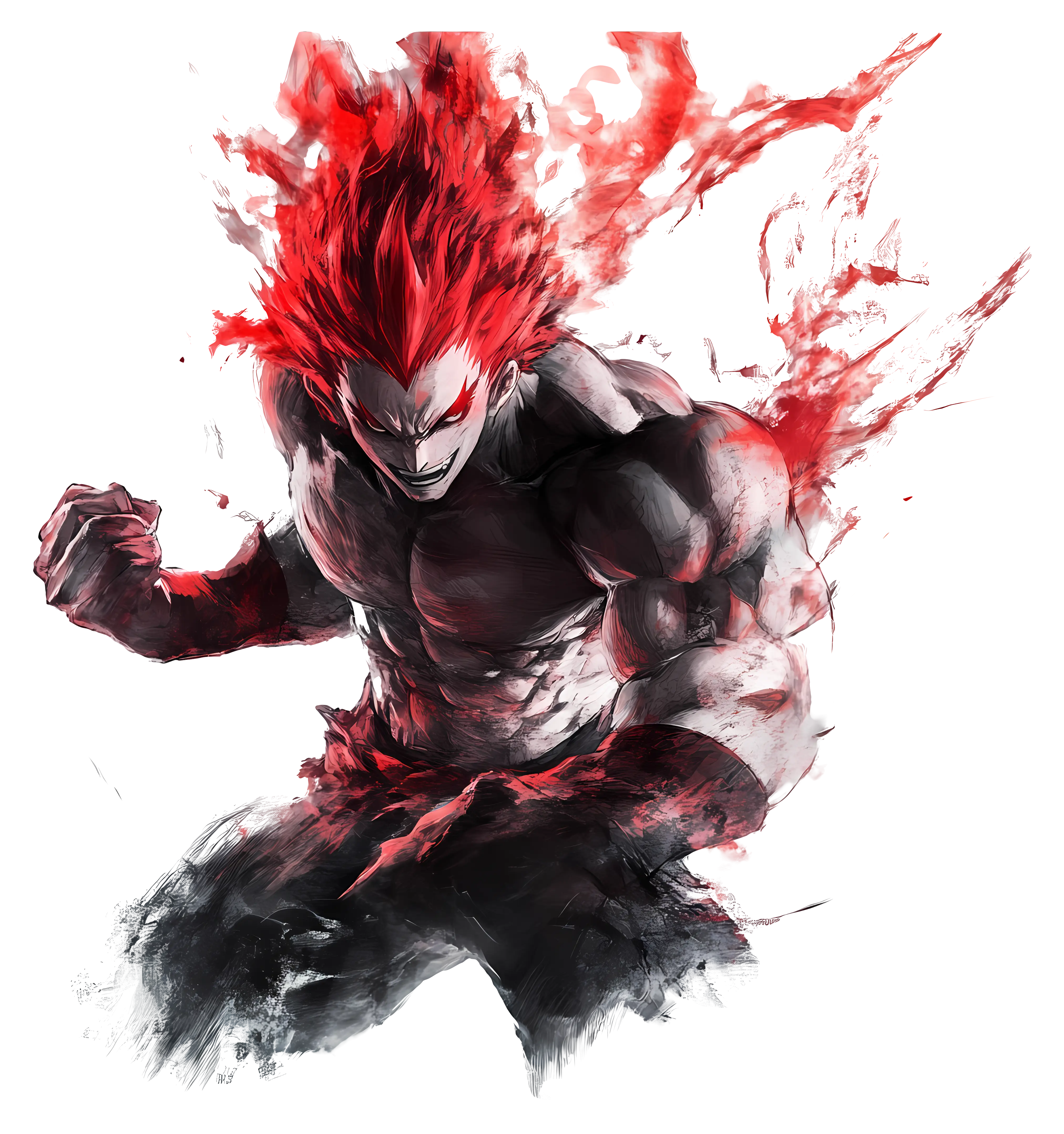 Red-haired Muscular Character with Power