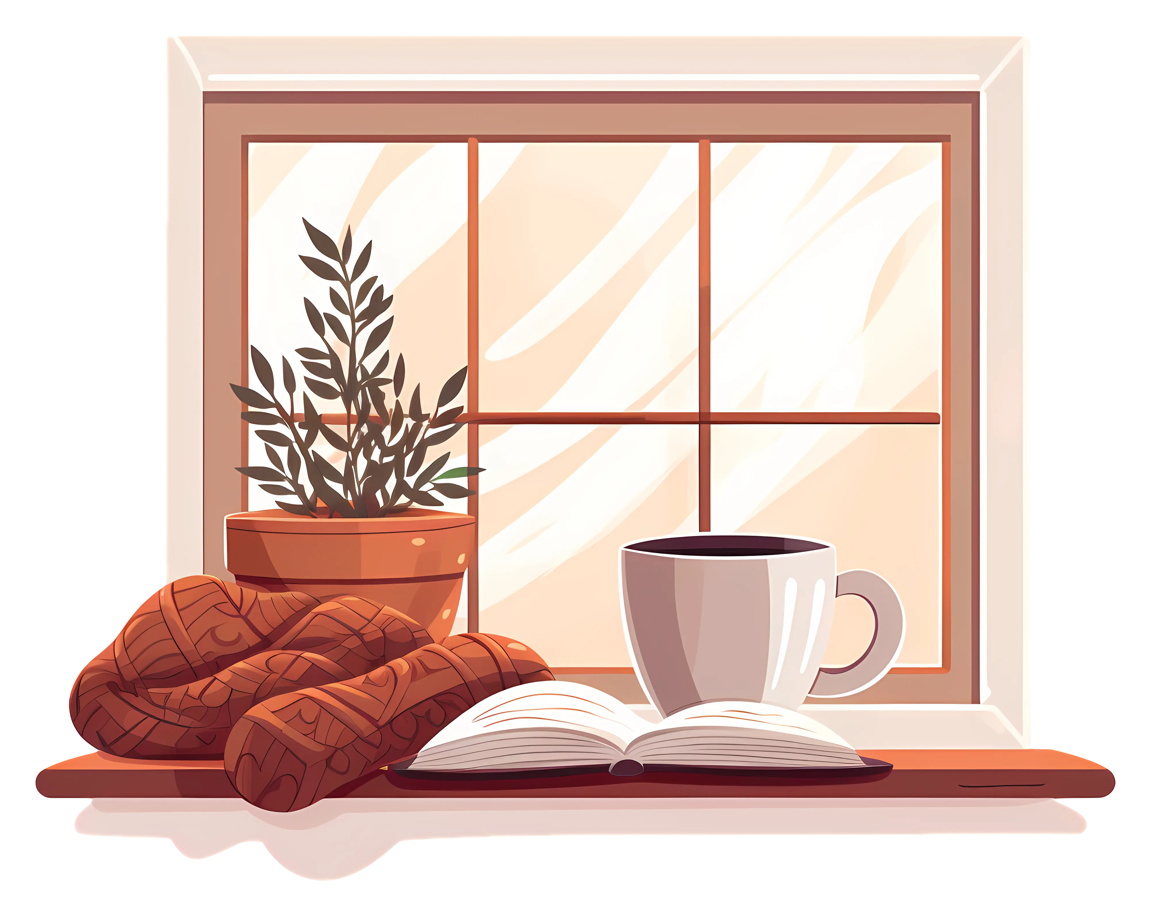Cozy Window Scene with Cup and Book