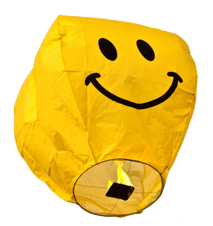 Yellow Sky Lantern with Smiley Face