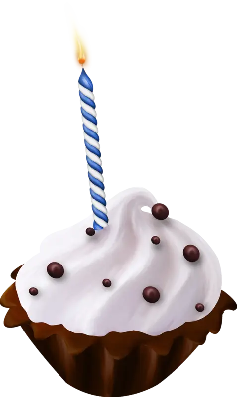 Cupcake with Lit Candle for Birthday Celebration