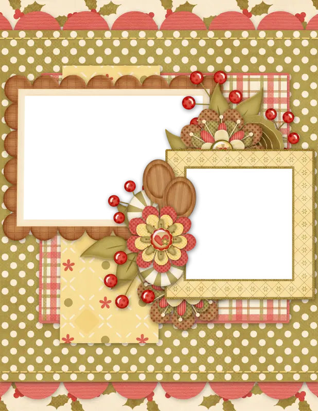 Vintage Scrapbook Frame with Polka Dots