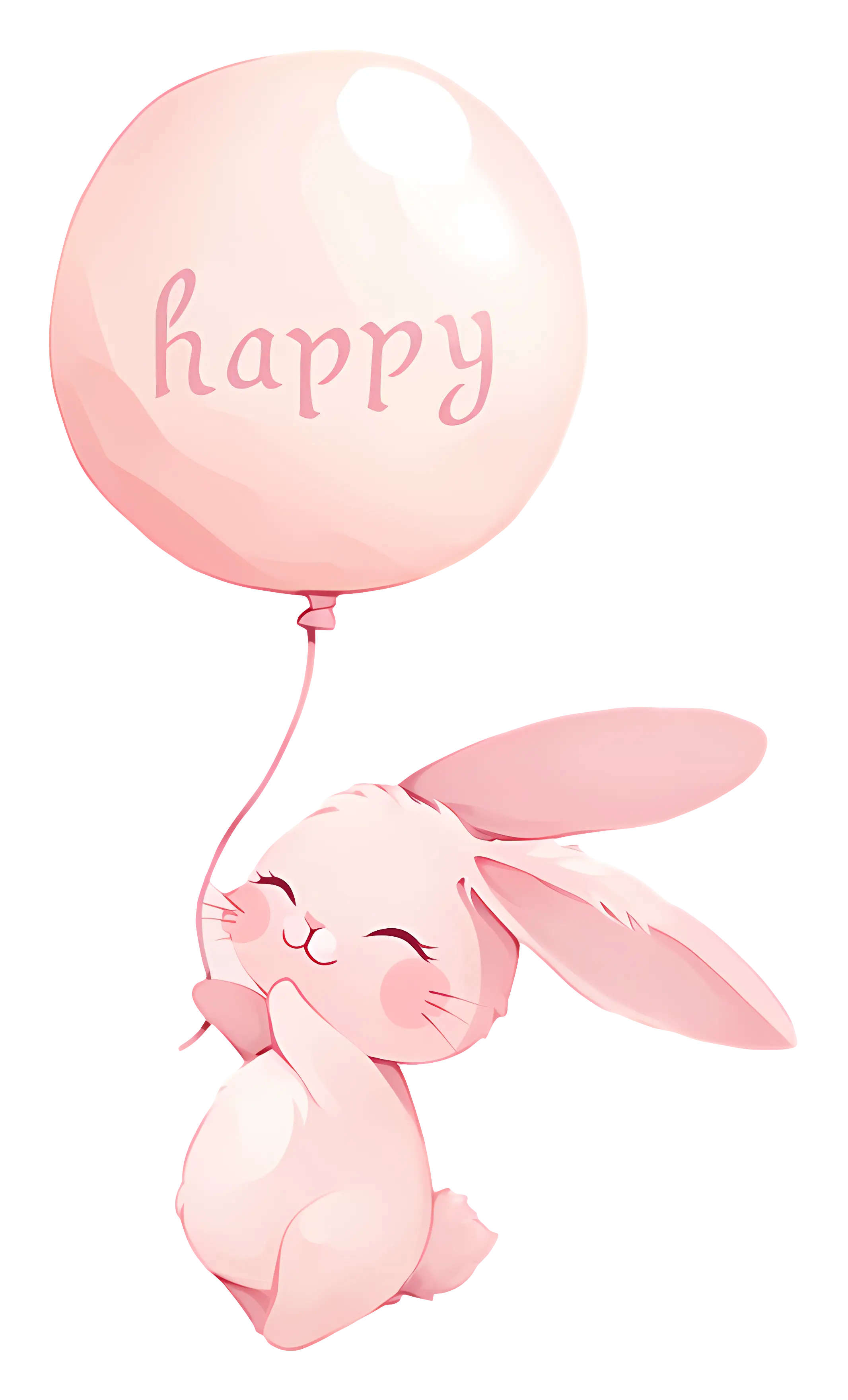 Cheerful Bunny Holding a Happy Balloon