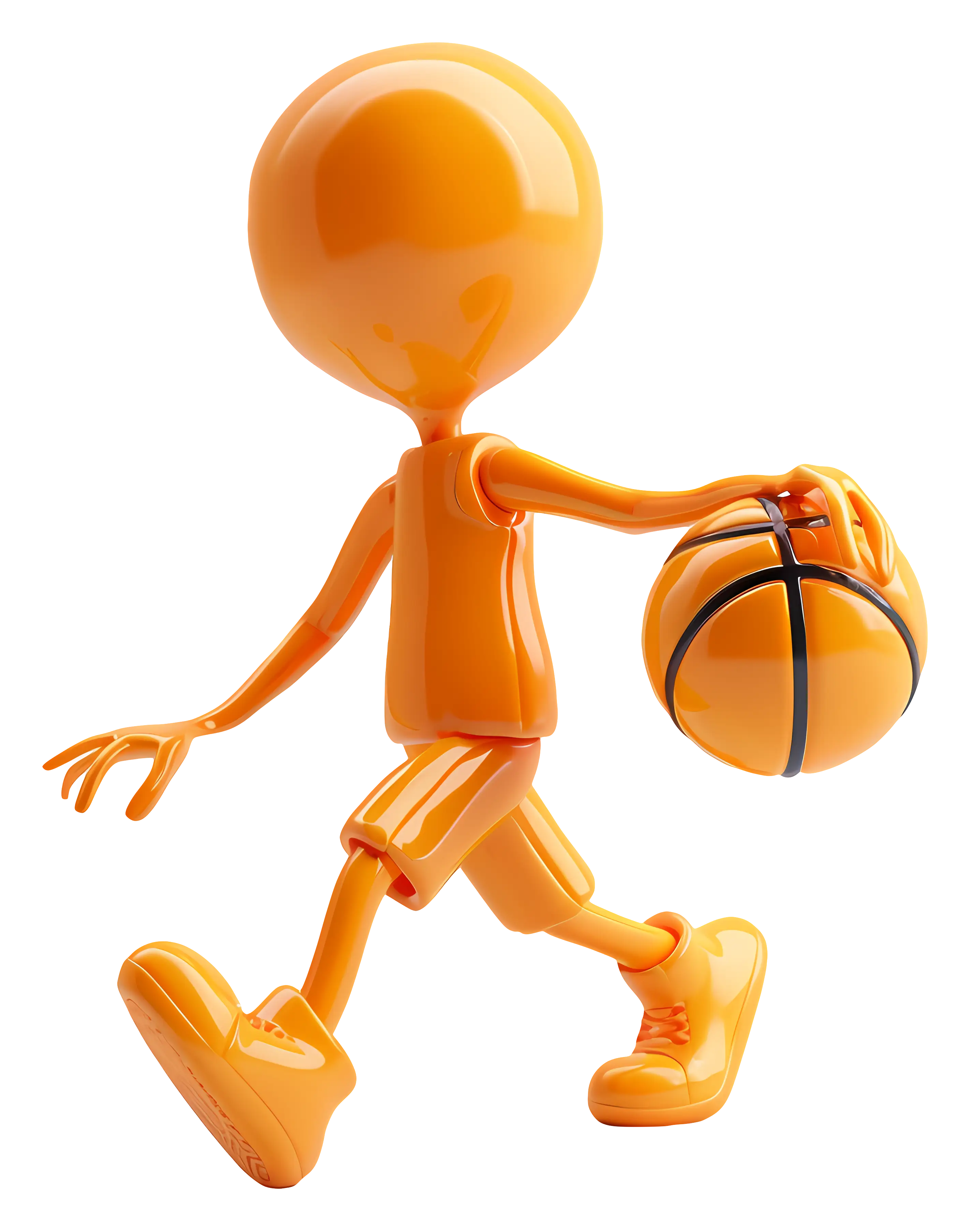 Orange stickman playing basketball