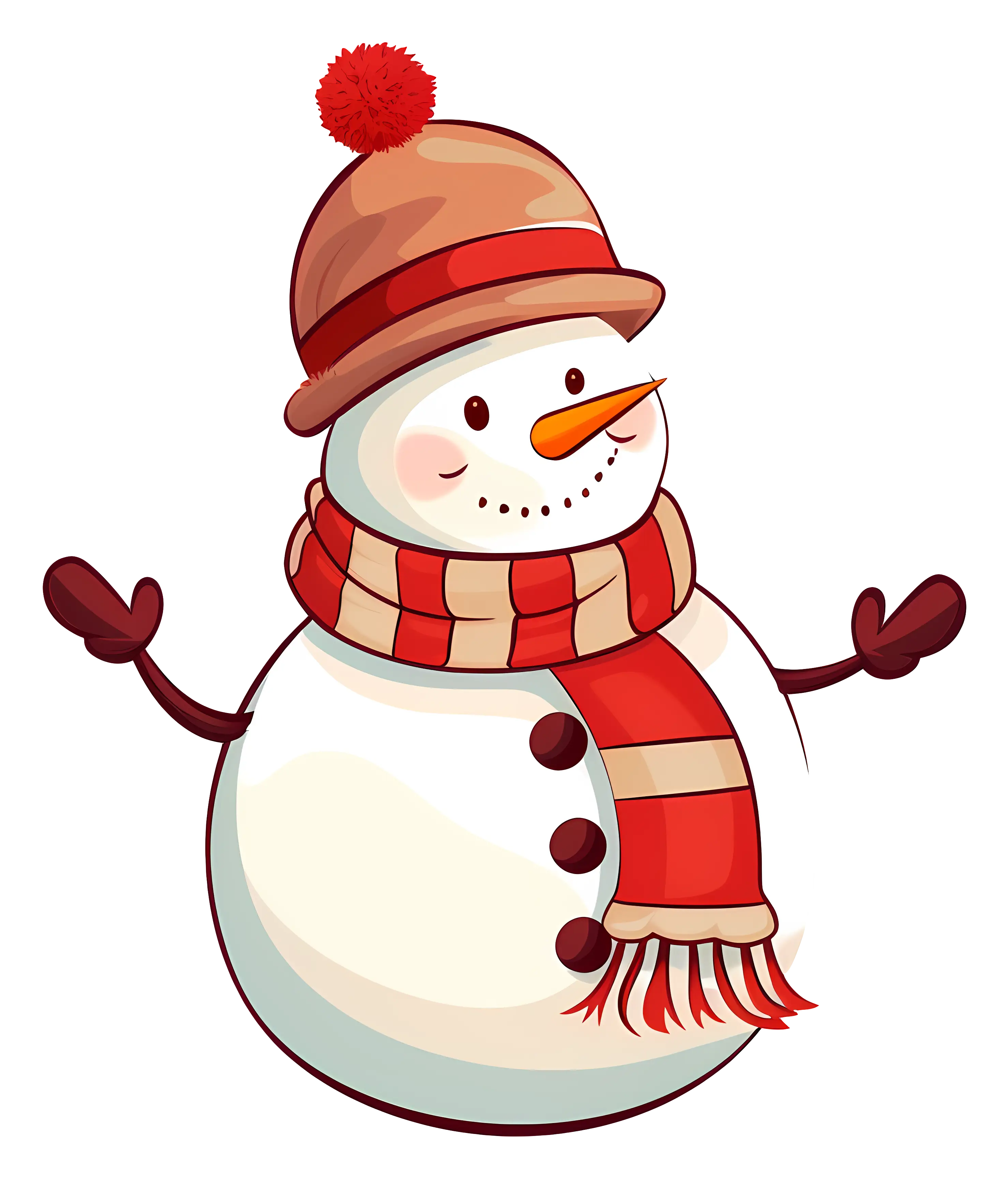 Snowman with Scarf and Beanie for Winter Holidays