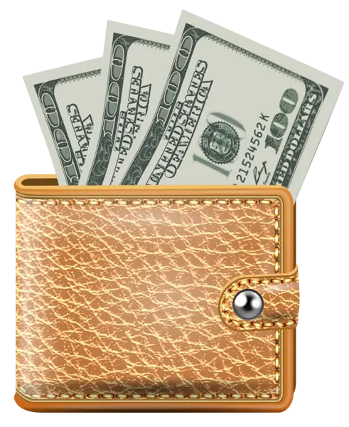 Leather Wallet with Cash Inside