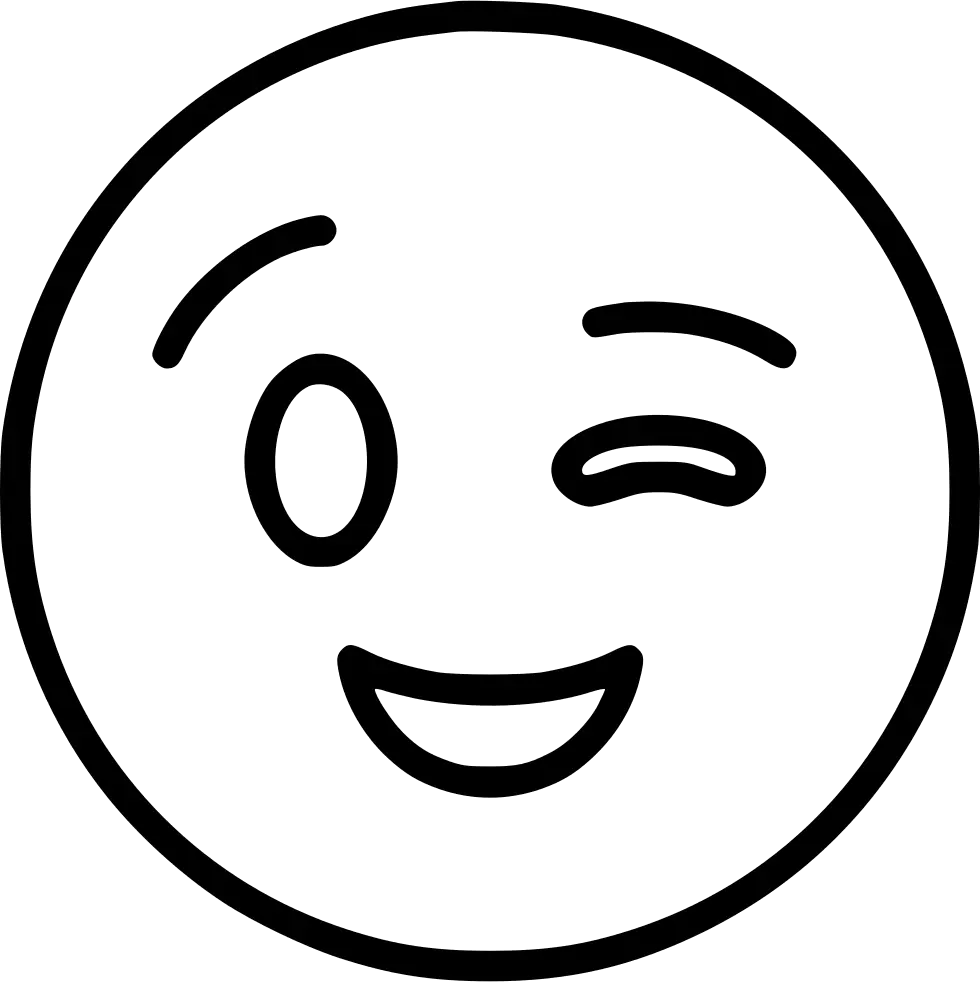 Winking Face Emoji Outline