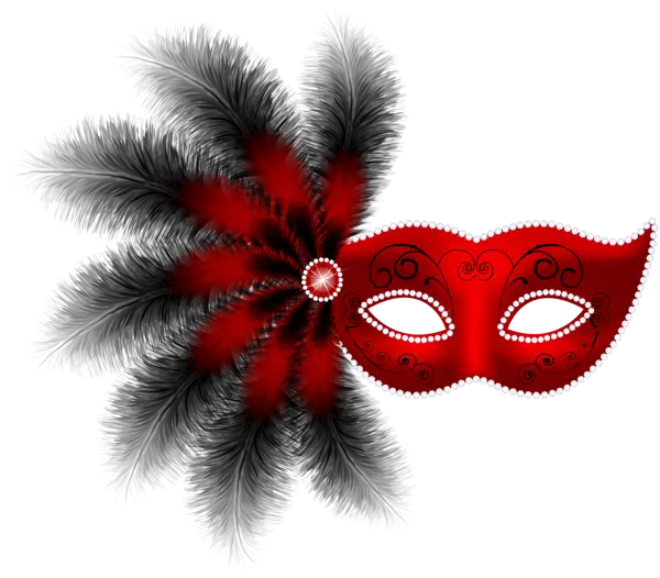 Elegant Red and Black Feathered Carnival Mask