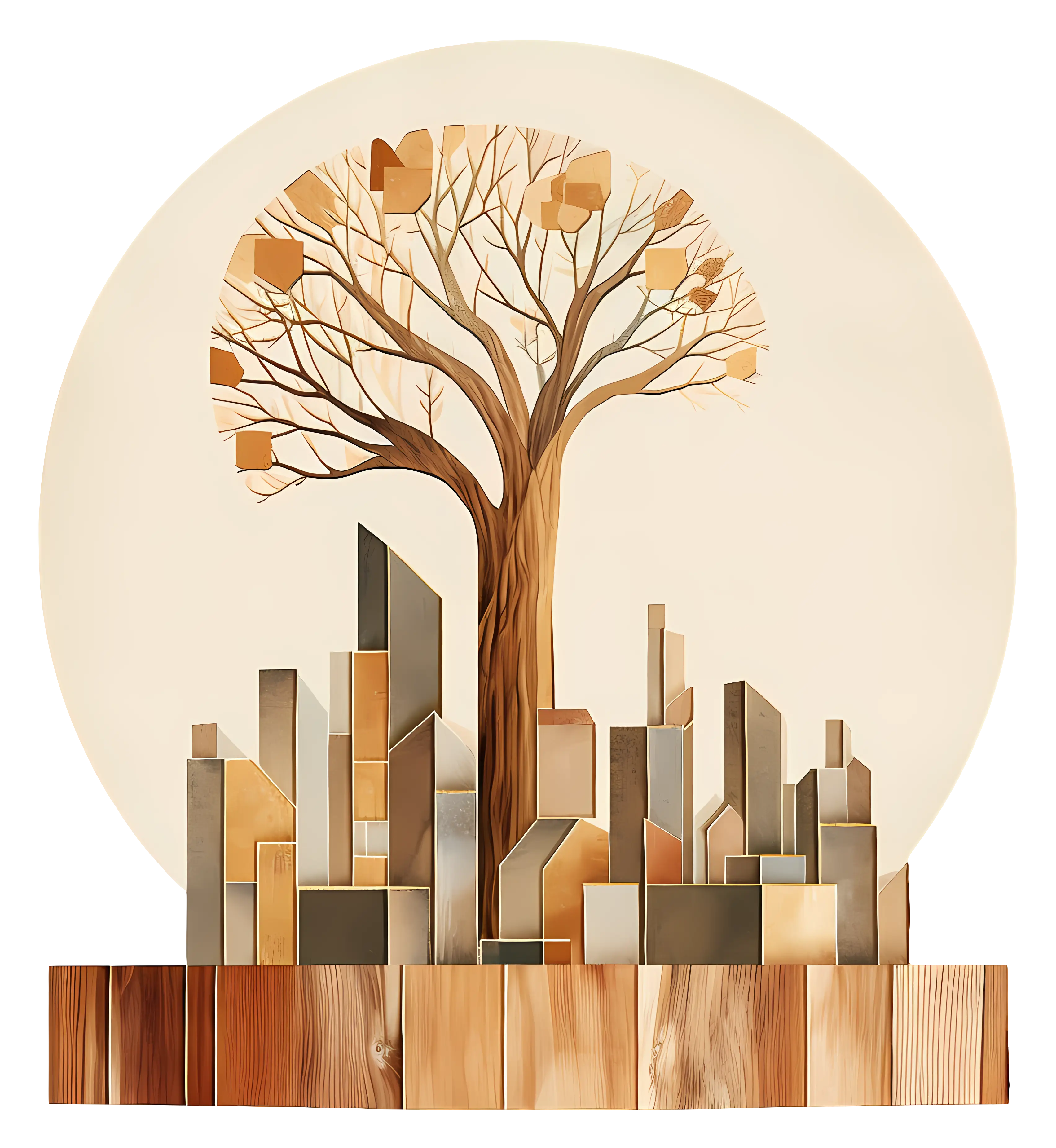 Creative Tree and Urban Skyline Concept Art