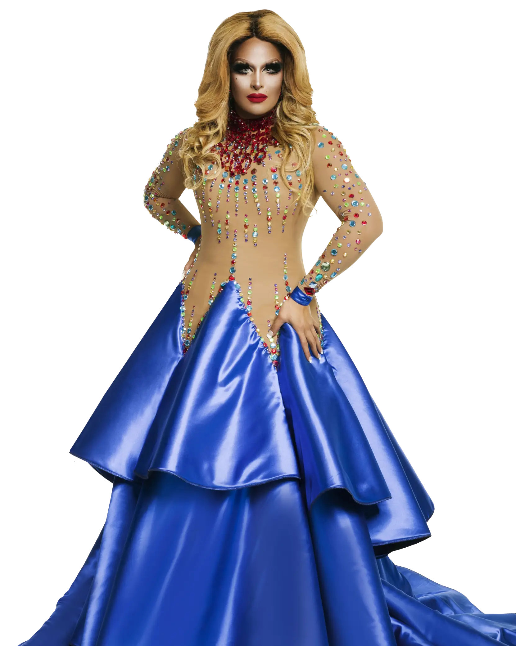 Person in Elegant Blue Gown