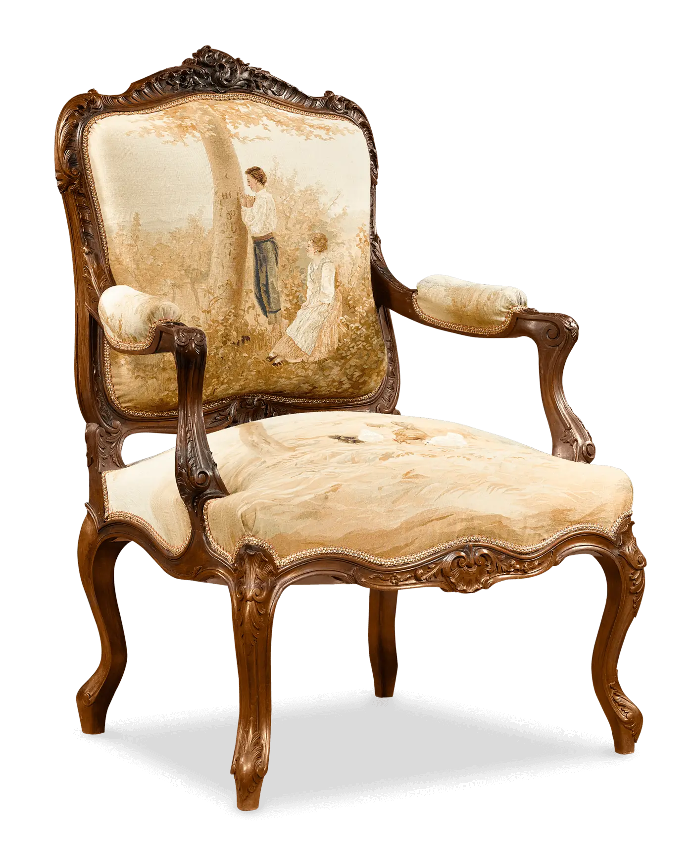 Elegant Vintage Armchair with Embroidery