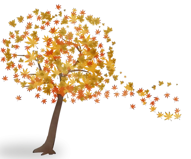 Autumn Tree with Falling Leaves