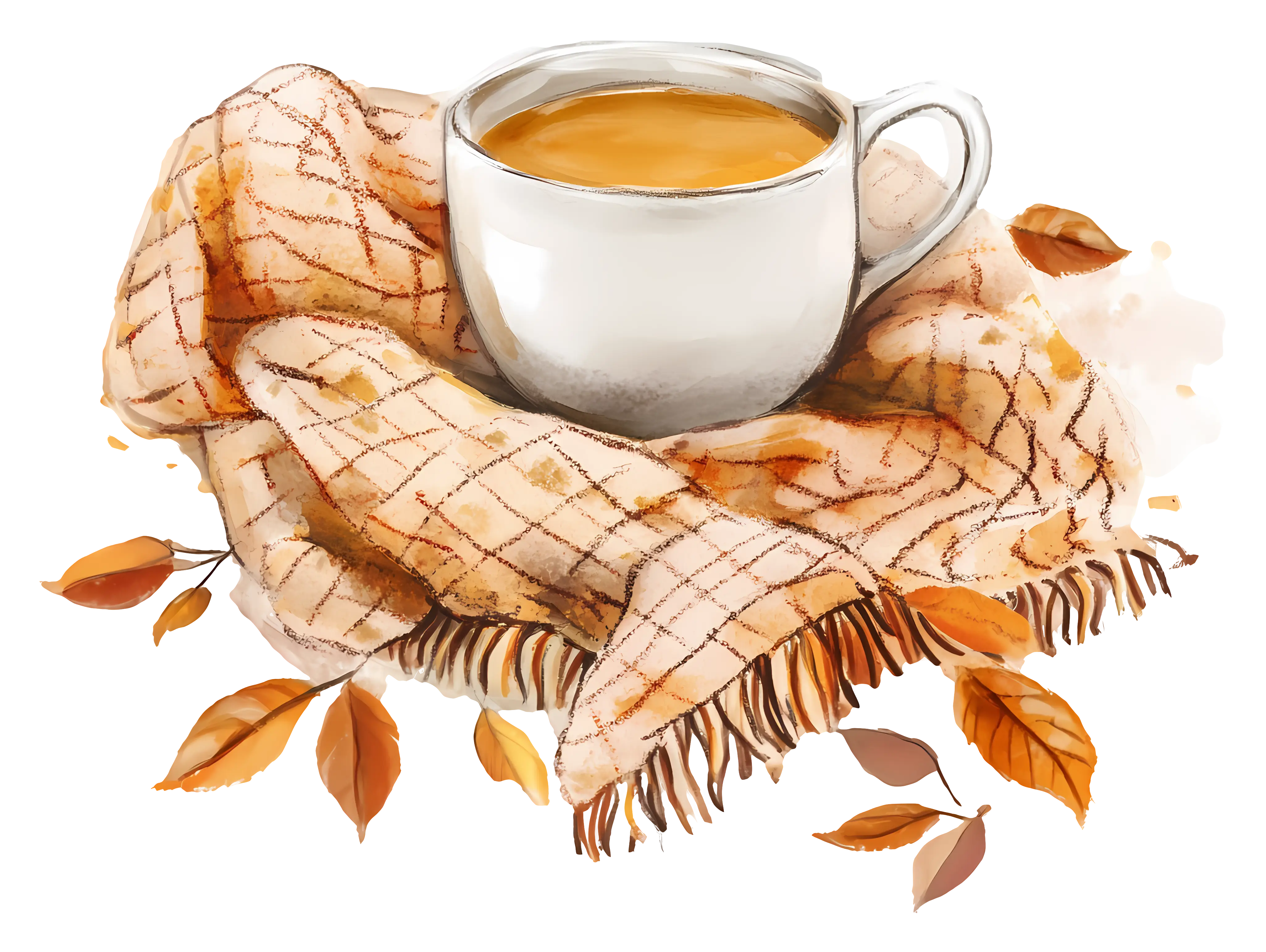 Cozy Cup of Coffee with Scarf