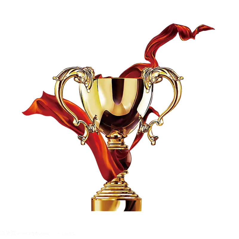 Golden Trophy with Red Ribbon