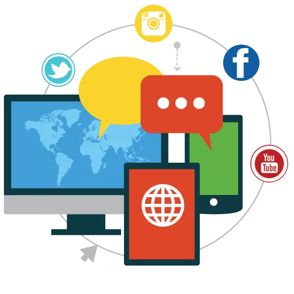 Social Media Icons and Devices Illustration