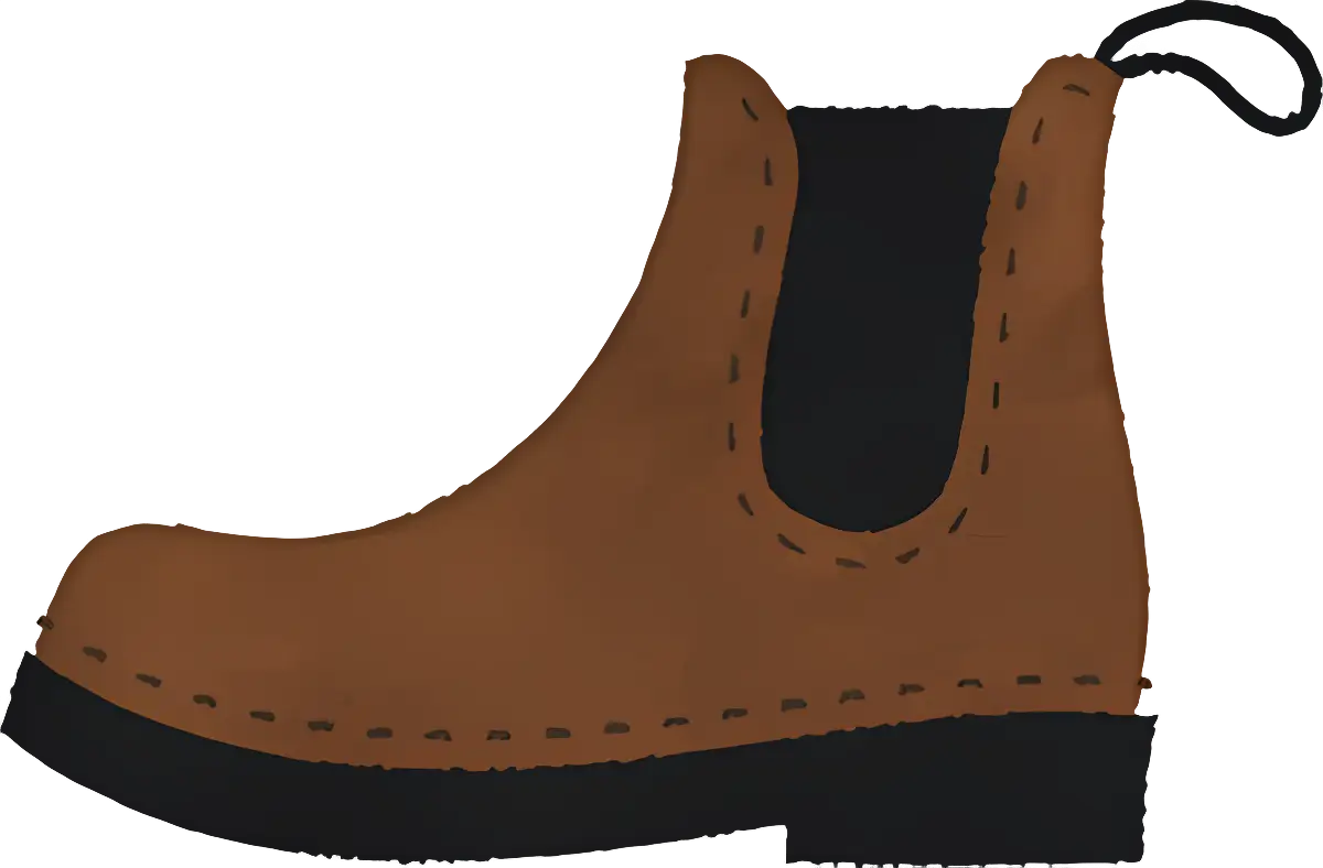 Brown Leather Boot with Simple Stitching Design