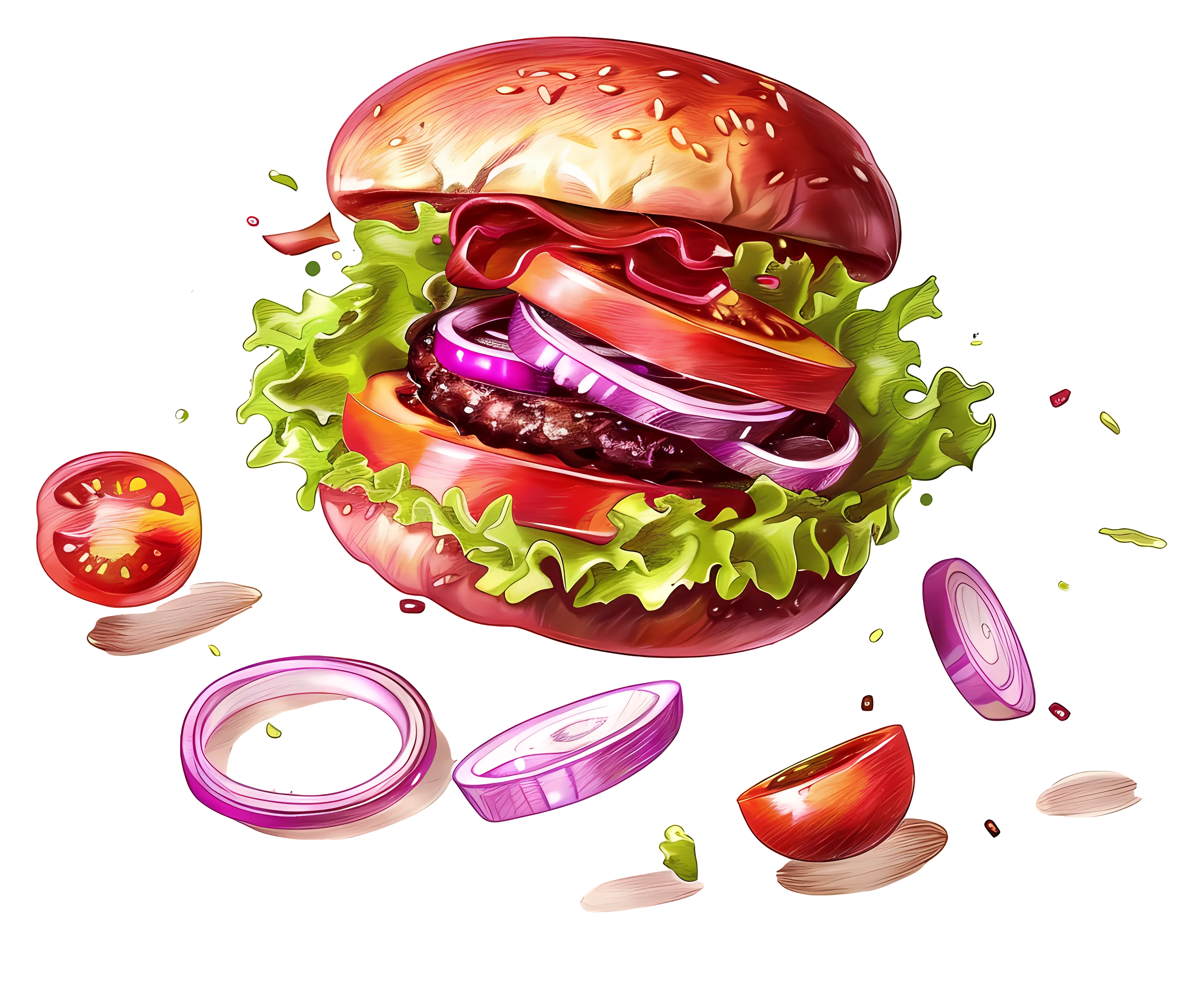 Delicious Burger with Fresh Ingredients