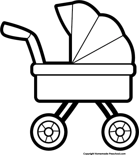 Black and White Baby Stroller Illustration