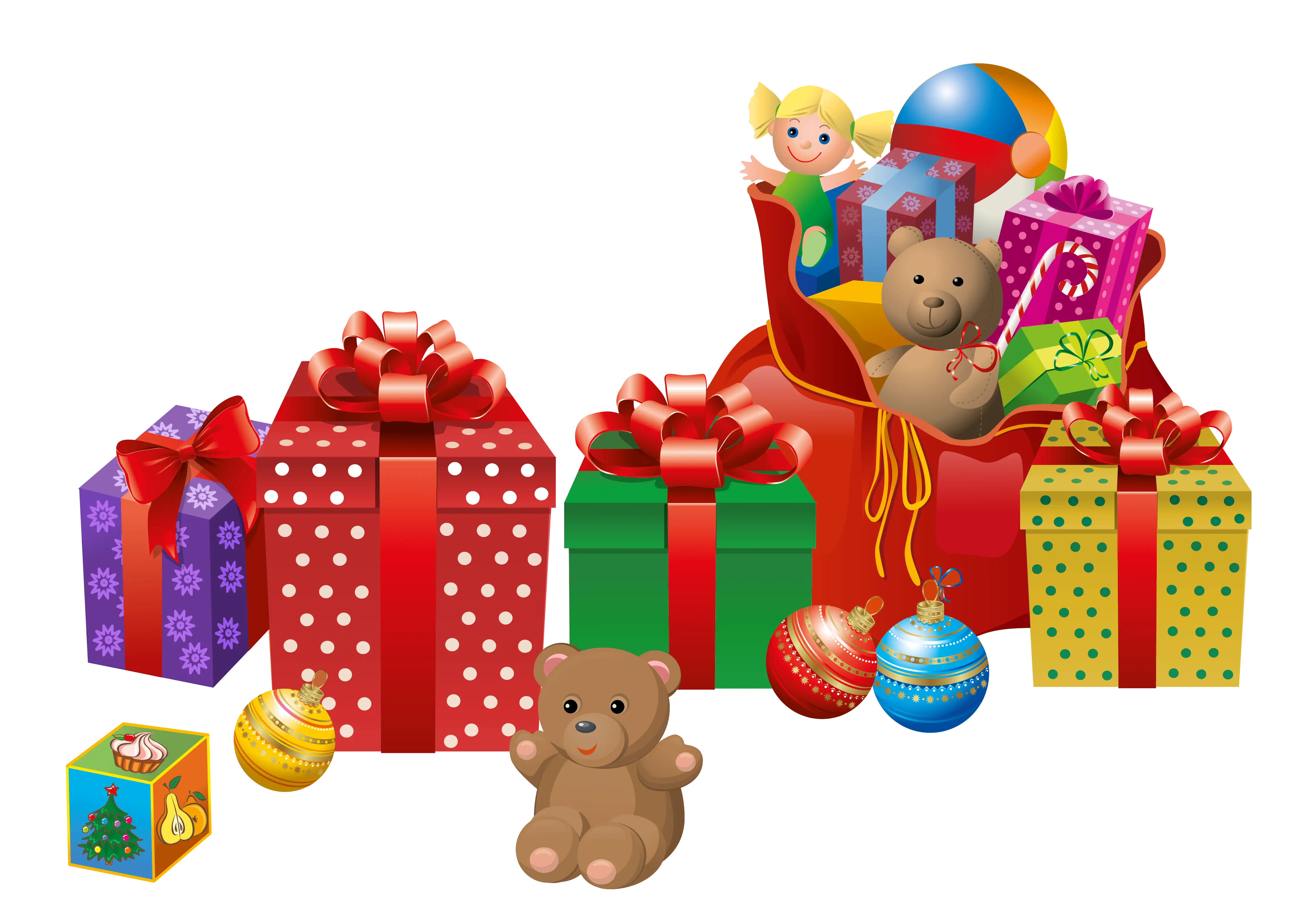 Christmas Gifts and Toys with Festive Decorations