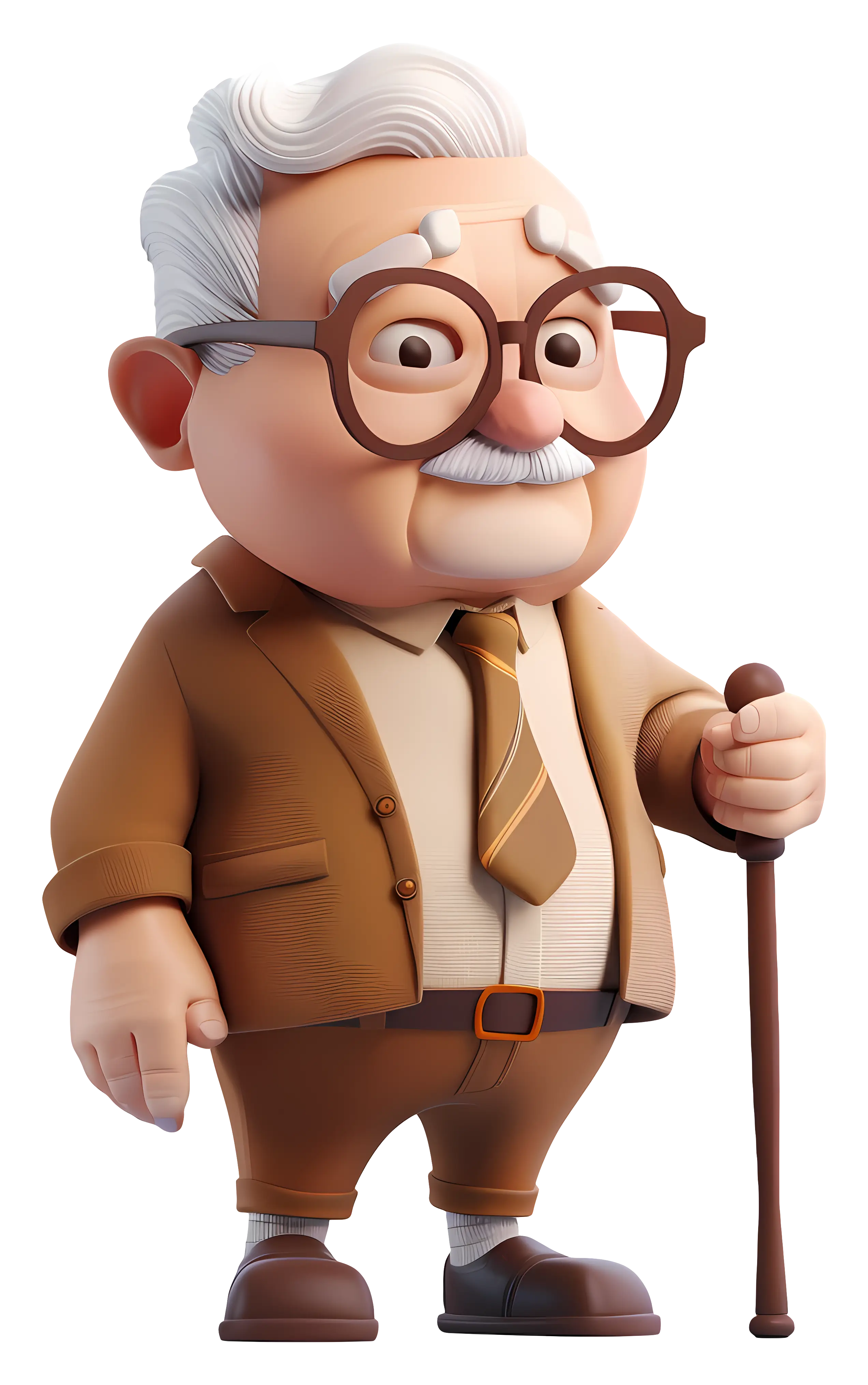Cartoon Grandfather with Cane