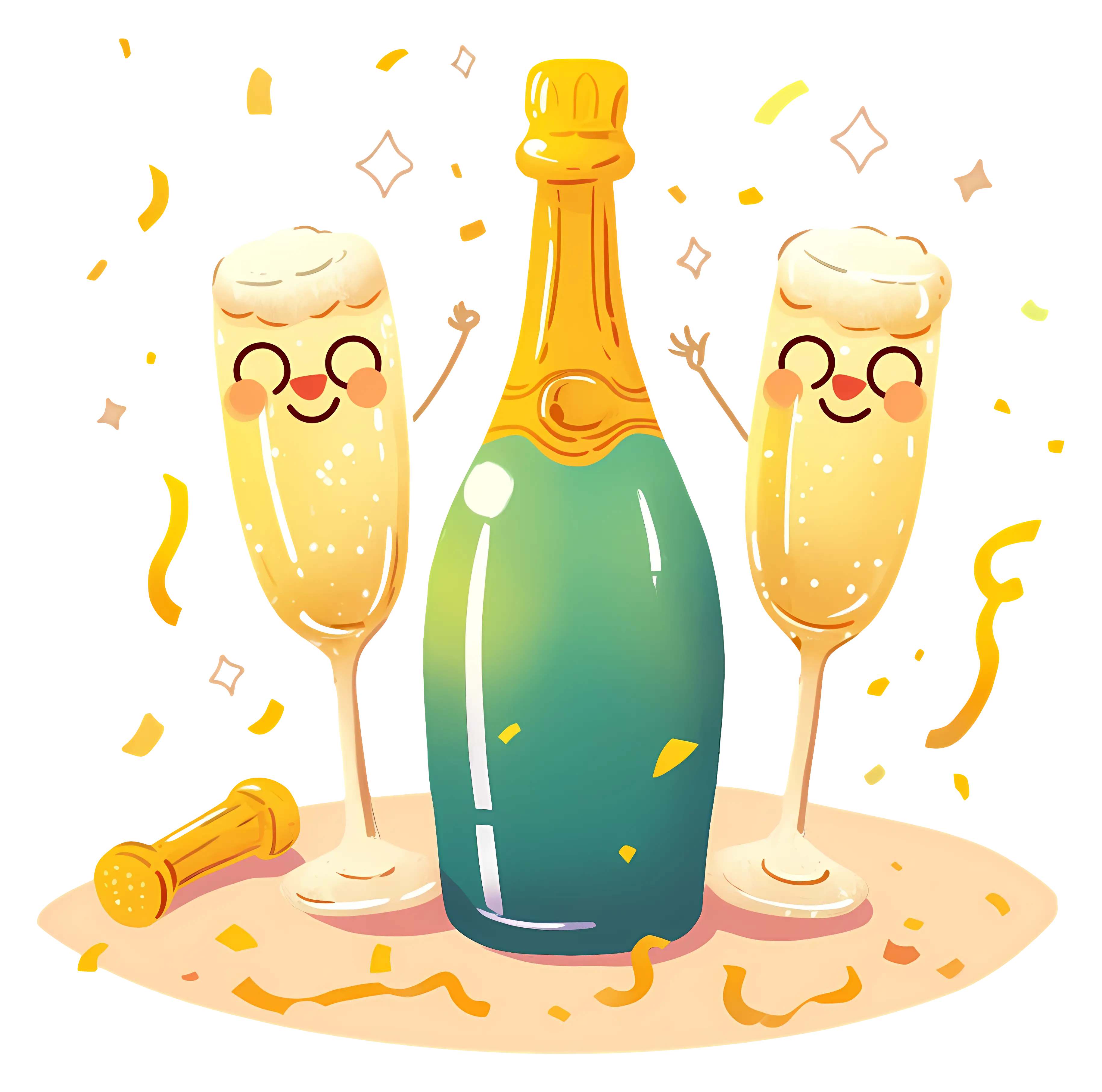 Champagne Bottle and Glasses for Celebration