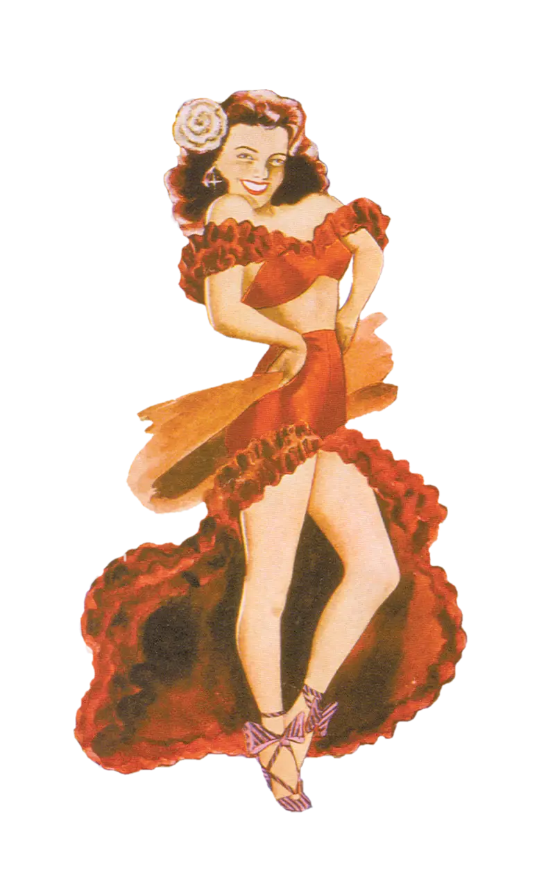 Vintage Dancer in Red Dress