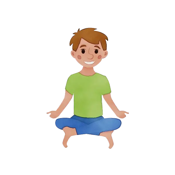 Smiling Cartoon Boy Meditating in Calm Posture