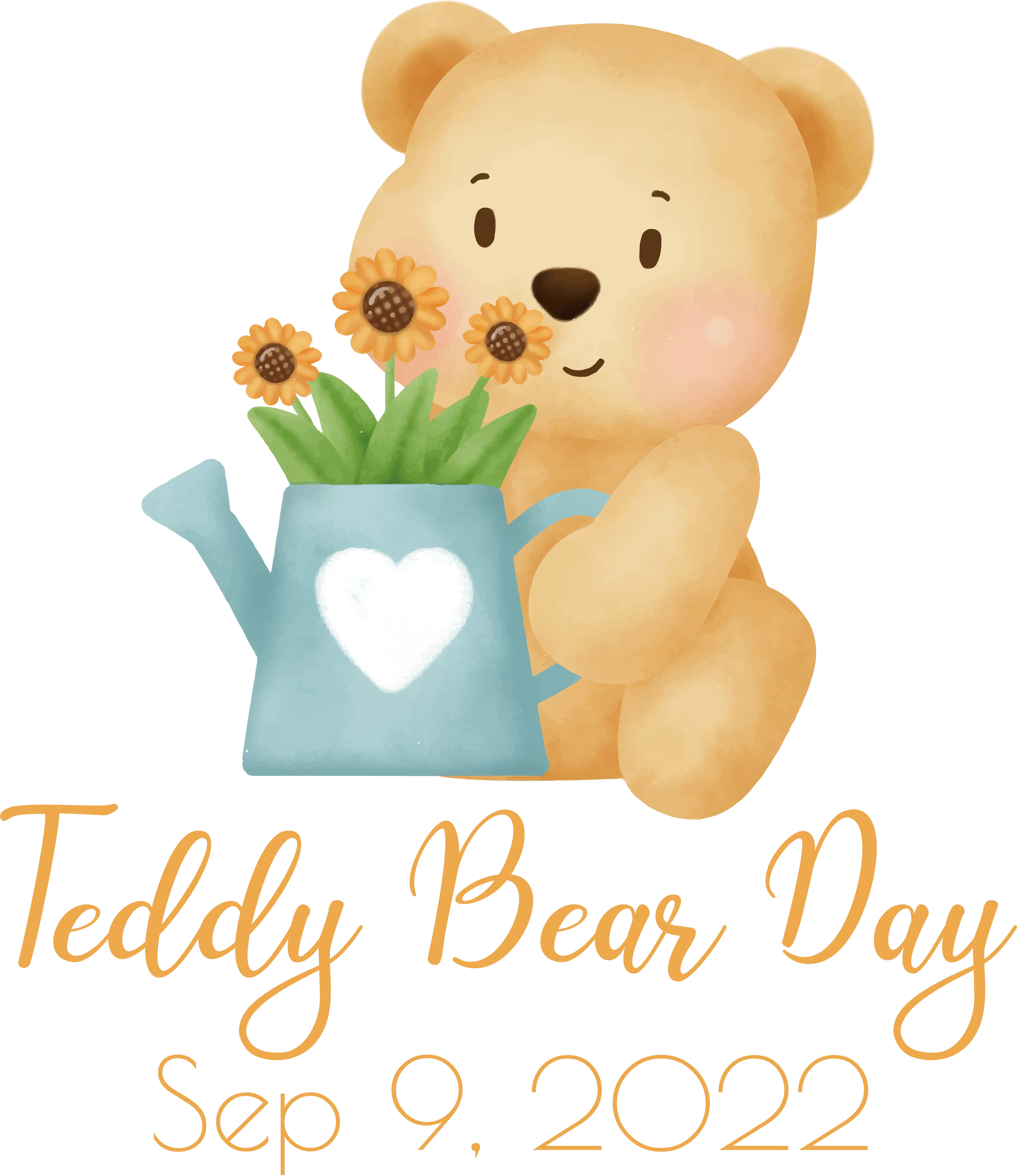 Teddy Bear Day Floral Illustration