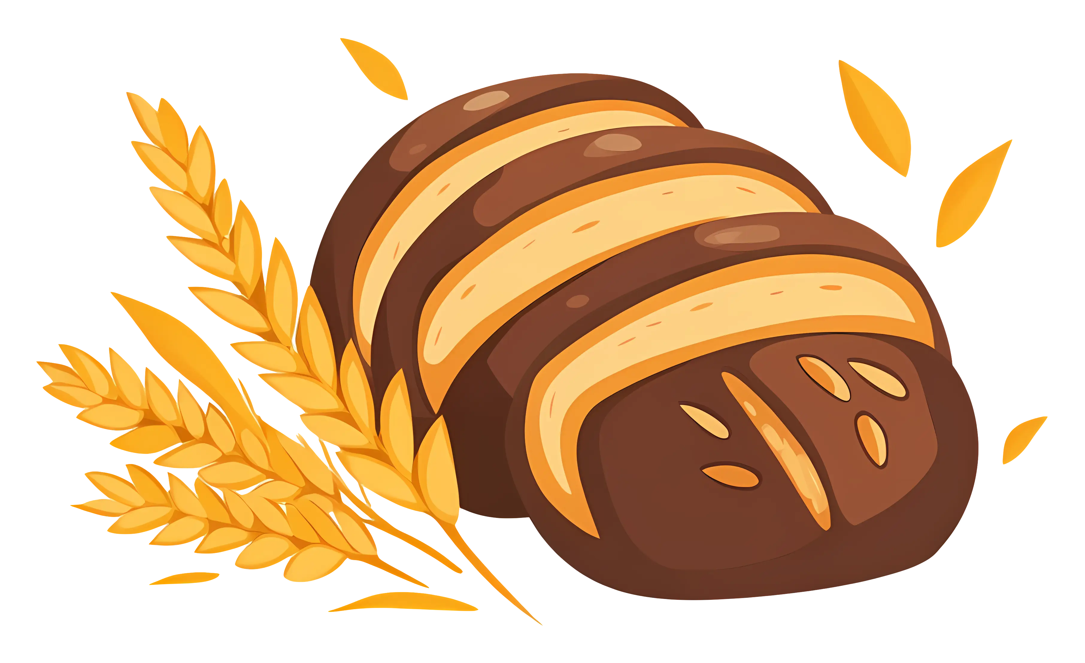 Dark Bread with Wheat Illustration