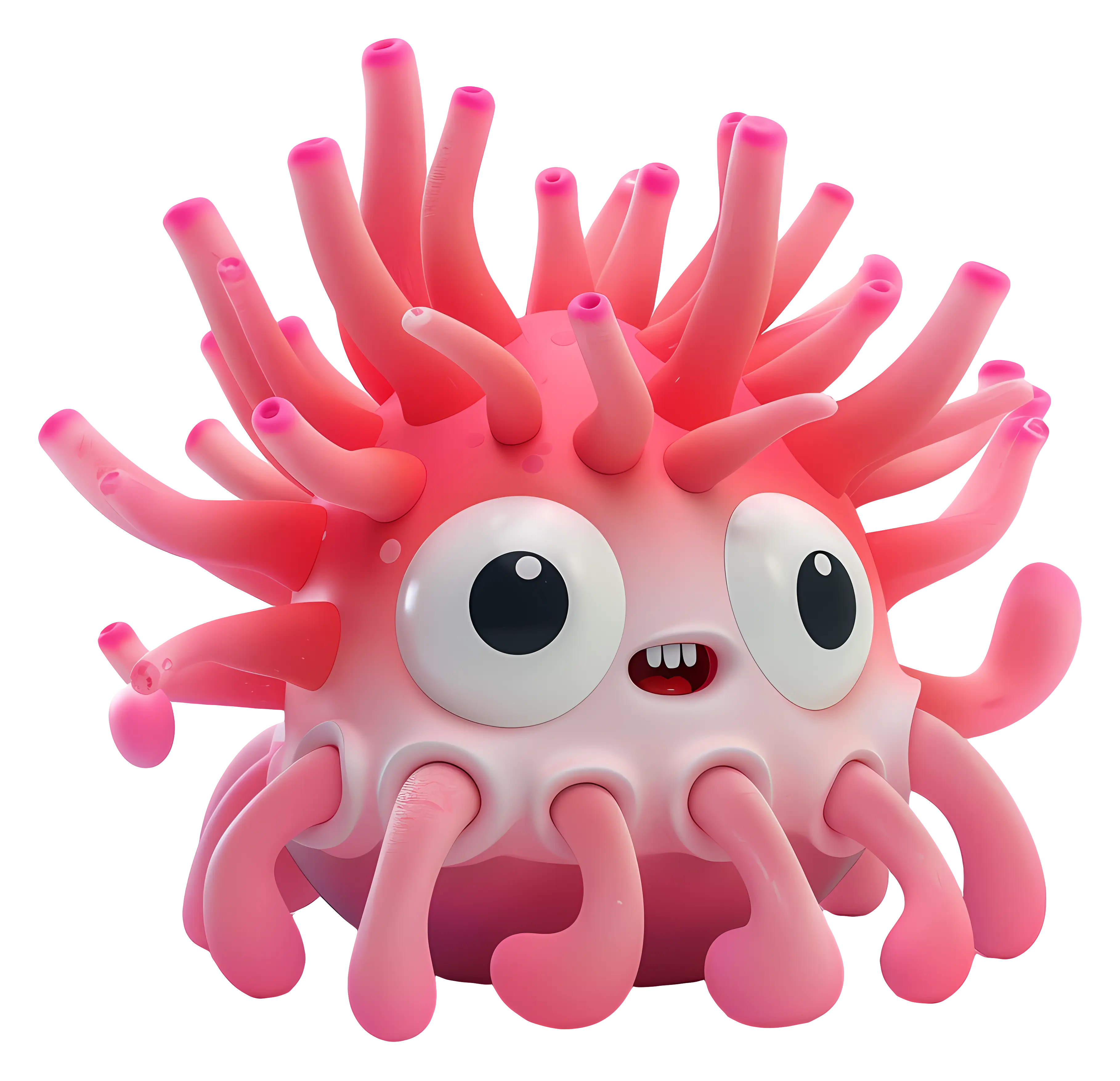 Funny Pink Cartoon Virus Character
