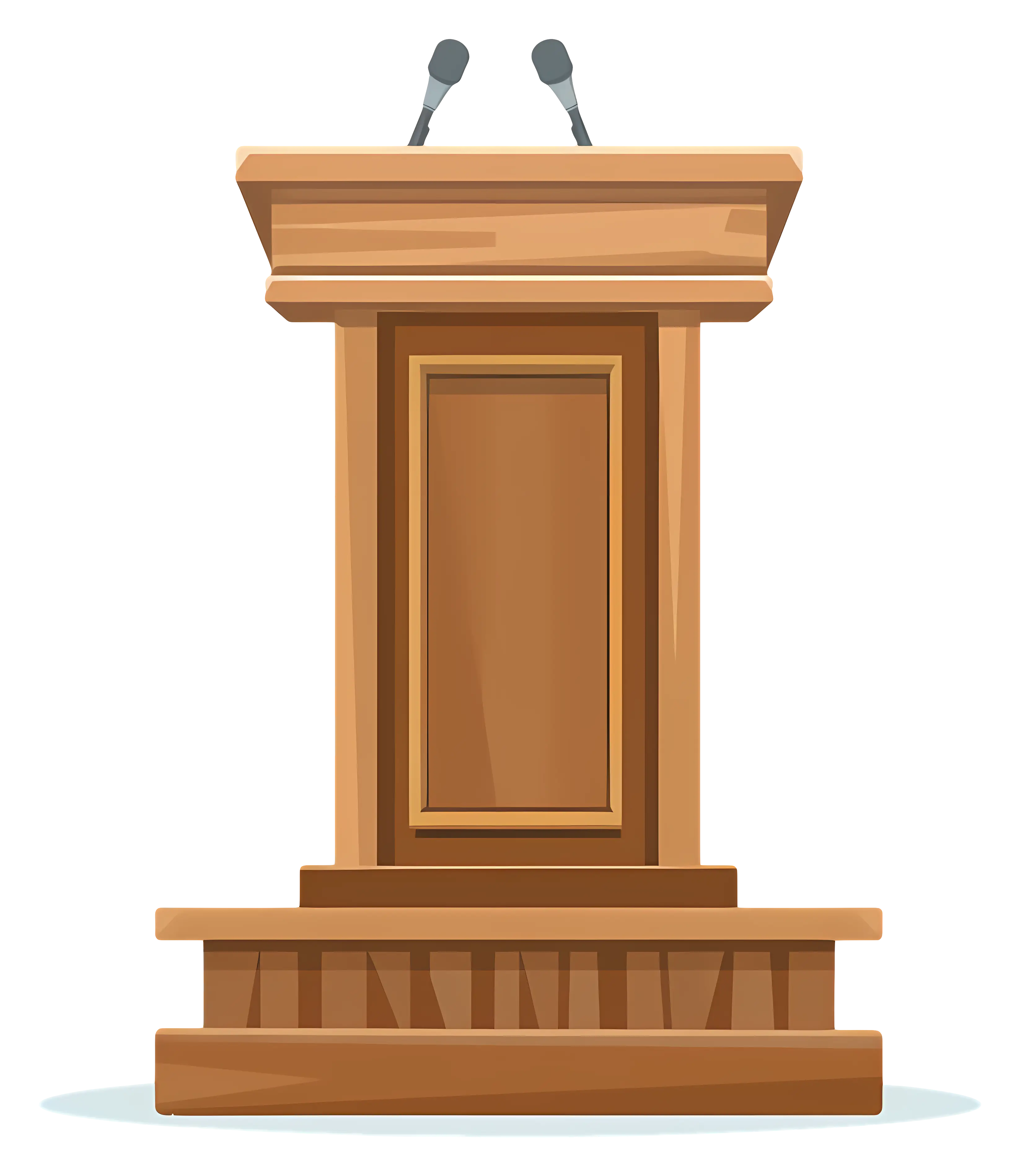 Wooden Podium with Microphones