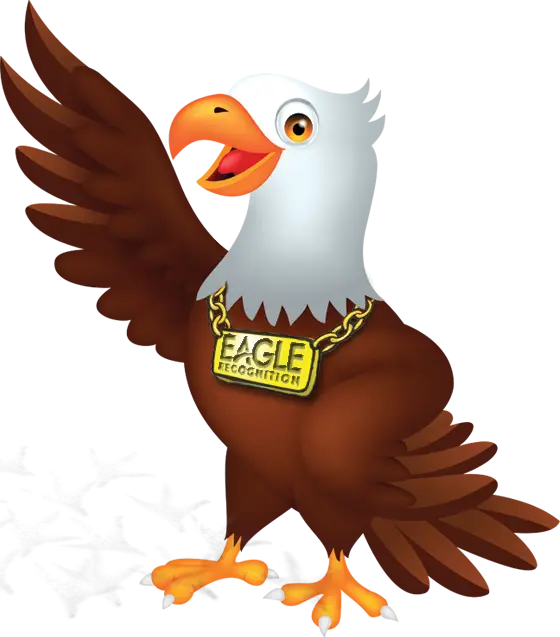 Cartoon Eagle with Recognition Medal