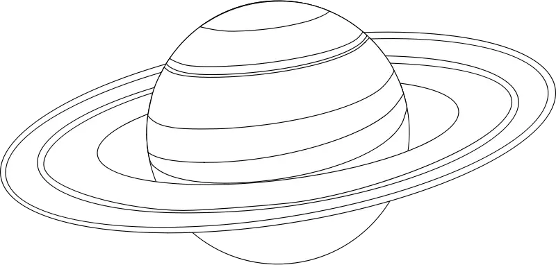 Outlined Planet with Rings Illustration