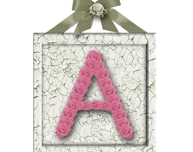 Letter A with Pink Flowers in Frame