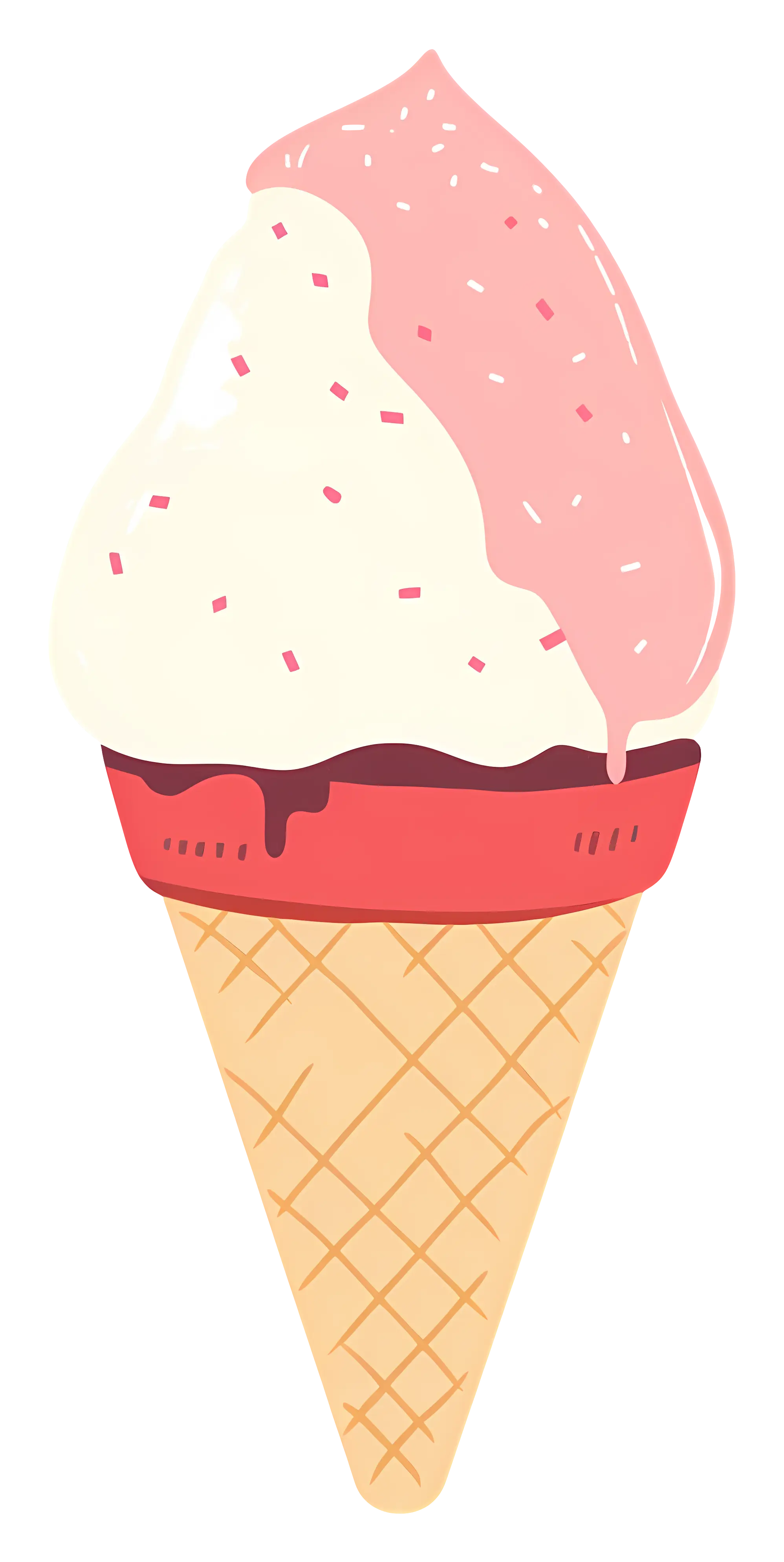 Ice Cream Cone with Pink and White Swirl