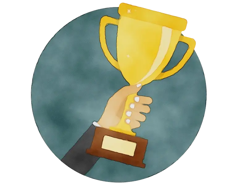Hand Holding Golden Trophy Illustration